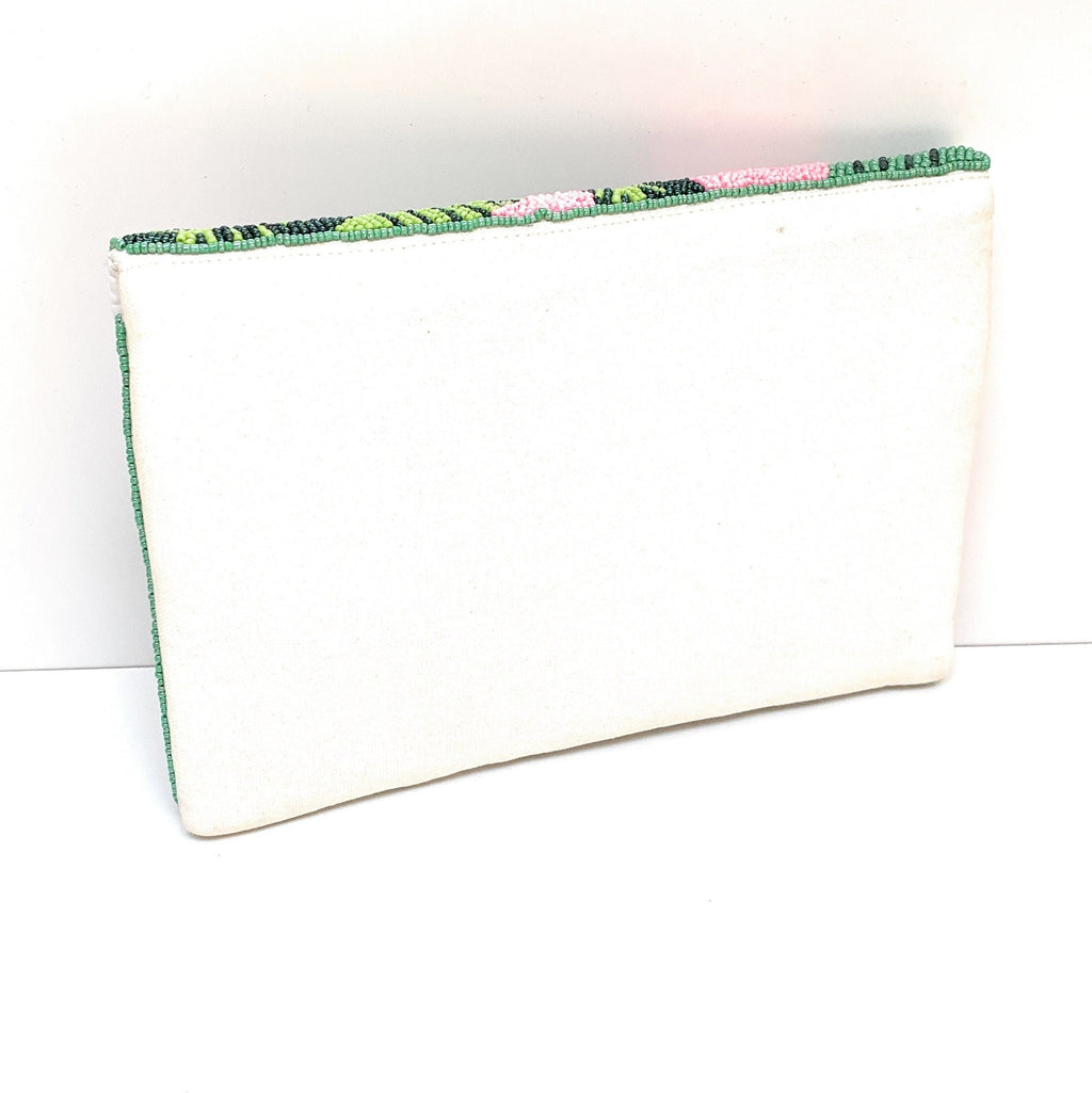 Hand Beaded Clutch Purse with Beautiful Palm Leaf Motifs Birthday Gift, Summer Accessories, Tropical Clutch Handbag, Palm Leaf Crossbody Bag