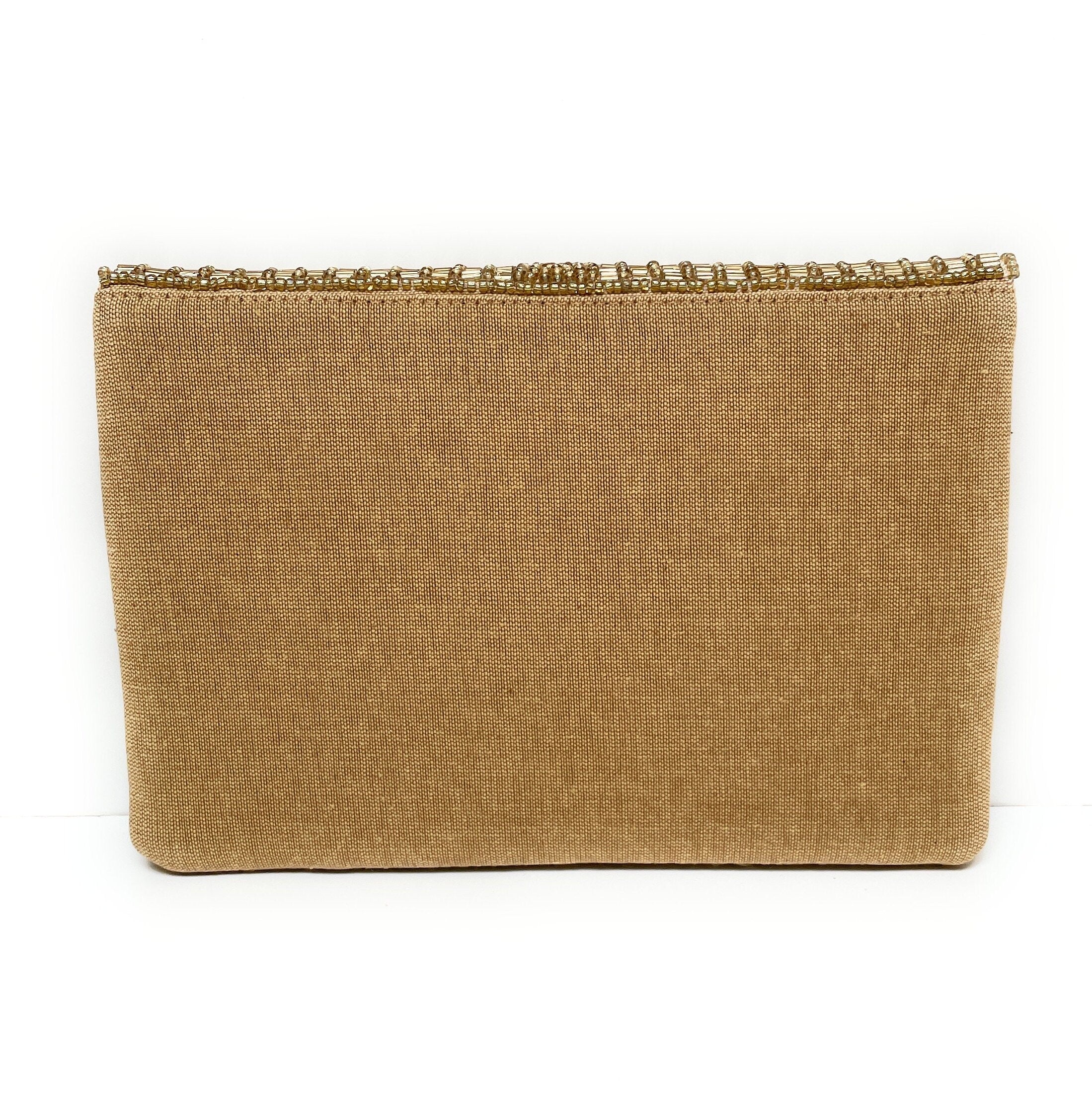 Gold Beaded Clutch, Seed Bead Gold Clutch Bag, Gold Beaded Clutch Purse, Wedding Clutch Bag, Party Clutch Purse, Birthday Gift, Bridal Gifts