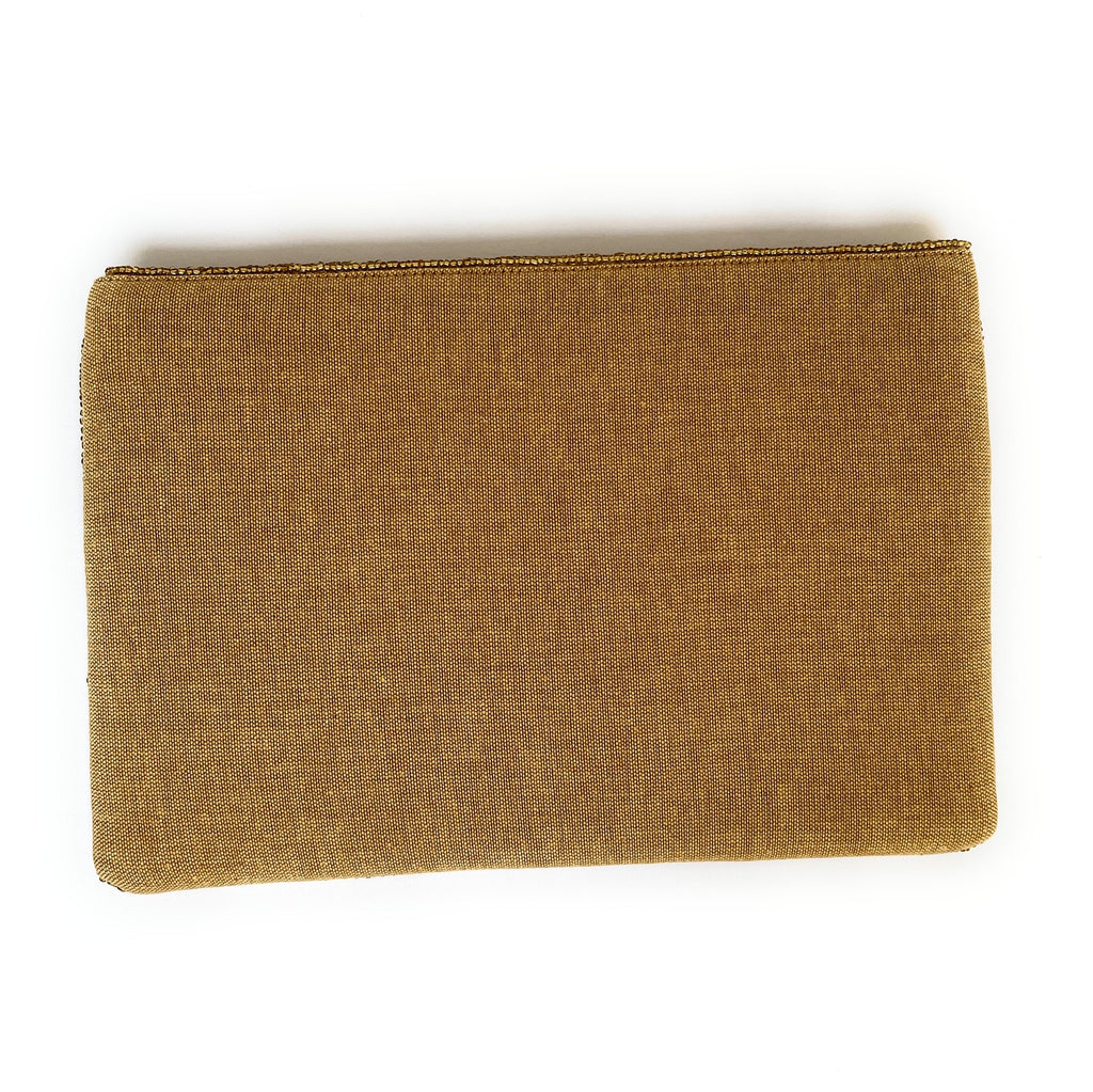 Handmade Beaded Clutch, Shimmering Gold Evening Bag