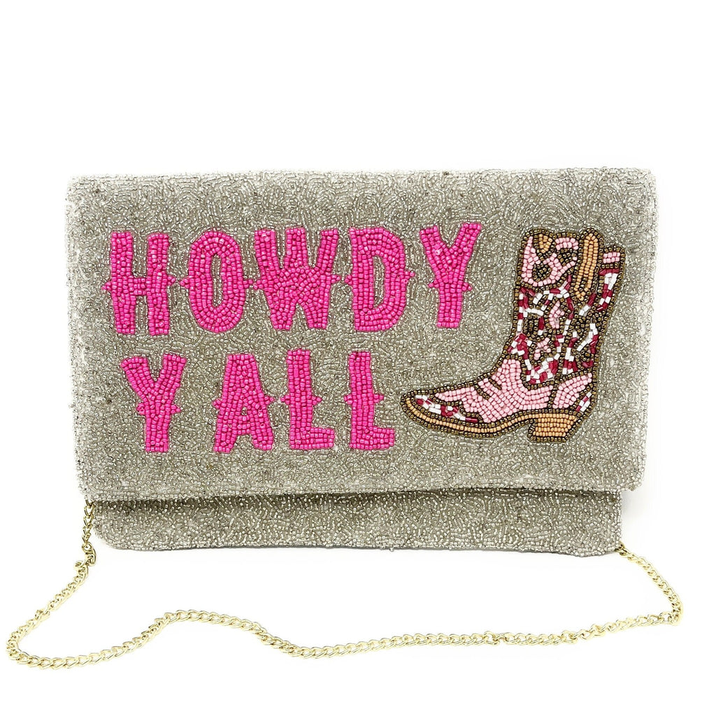HOWDY Beaded Clutch Purse, Black Beaded Clutch Bag, Beaded Clutch Purse, Country Girl Gifts, Party Clutch Purse, Birthday Gift, Bridal Gift