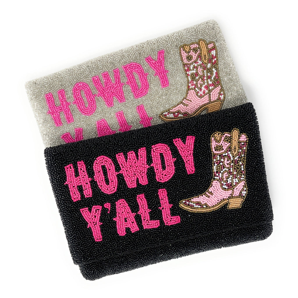 HOWDY Beaded Clutch Purse, Black Beaded Clutch Bag, Beaded Clutch Purse, Country Girl Gifts, Party Clutch Purse, Birthday Gift, Bridal Gift