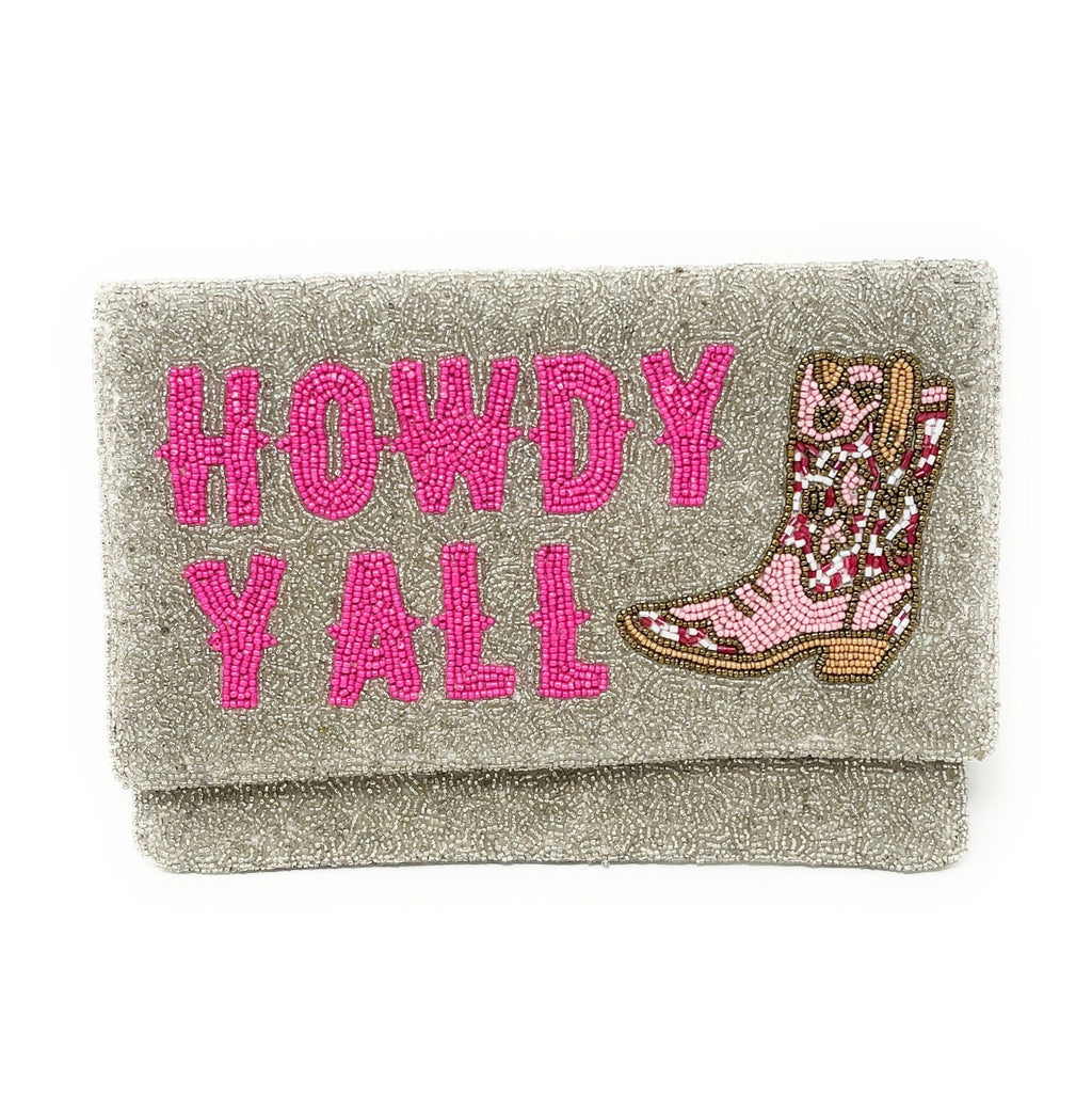 HOWDY Beaded Clutch Purse, Black Beaded Clutch Bag, Beaded Clutch Purse, Country Girl Gifts, Party Clutch Purse, Birthday Gift, Bridal Gift