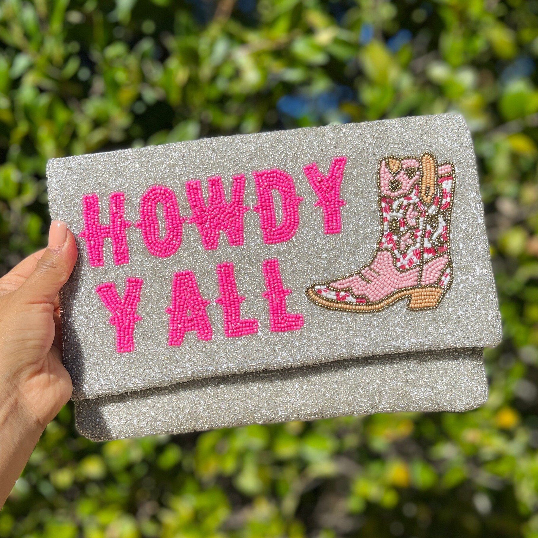 HOWDY Beaded Clutch Purse, Black Beaded Clutch Bag, Beaded Clutch Purse, Country Girl Gifts, Party Clutch Purse, Birthday Gift, Bridal Gift