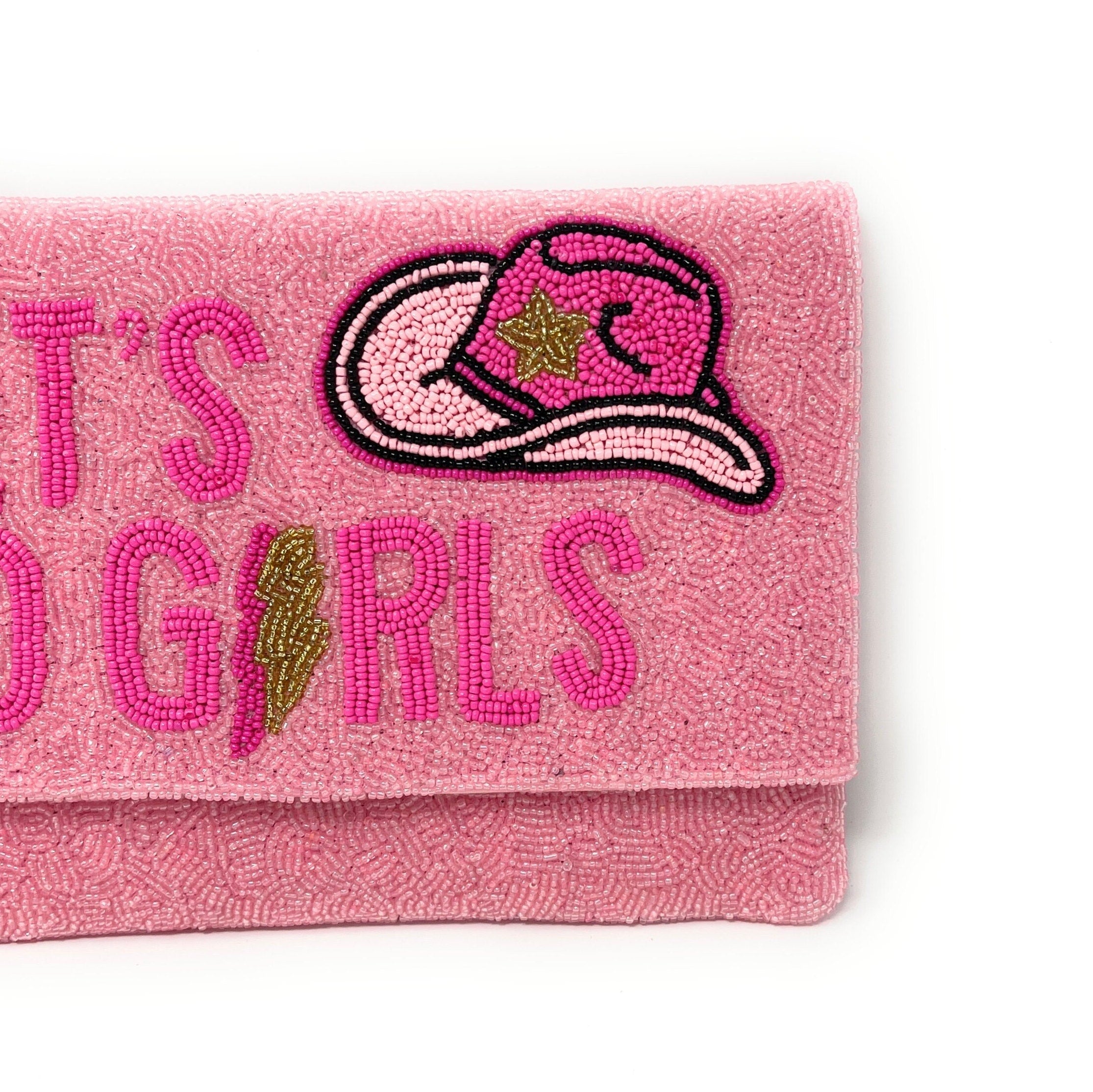 LET'S GO GIRLS Beaded Clutch Purse, Pink Beaded Clutch Bag, Pink Beaded Clutch Purse, Country Girl Gifts, Party Clutch Purse, Birthday Gift