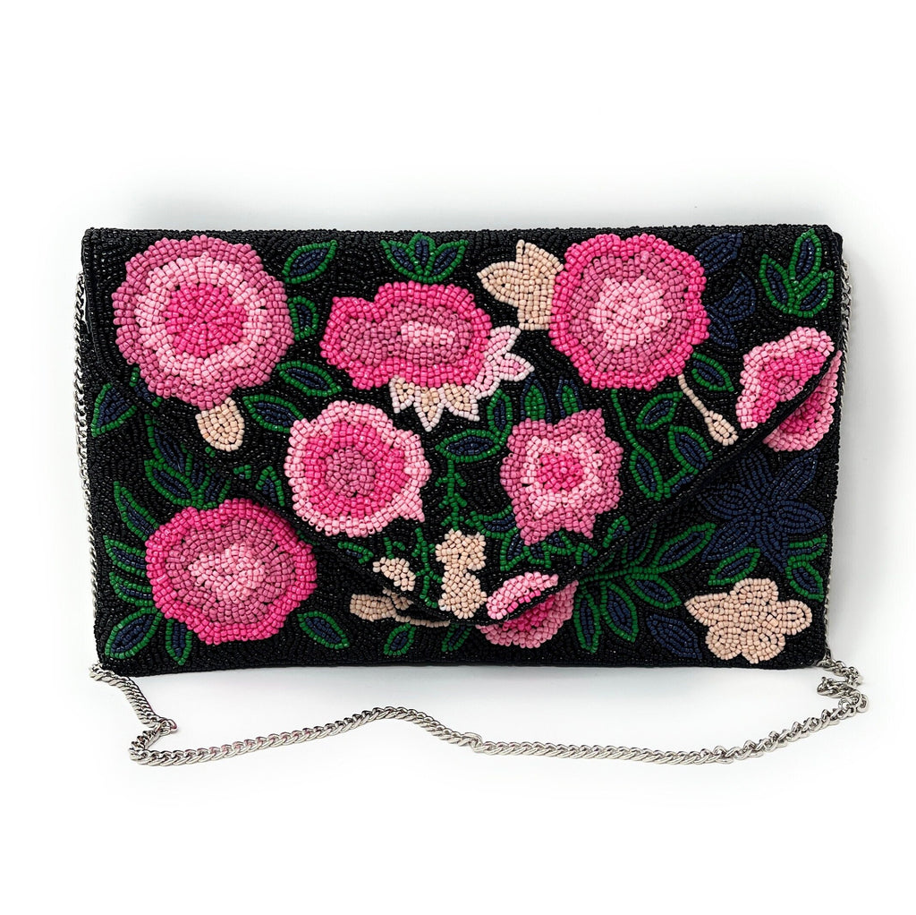 Floral Beaded Clutch Purse, Floral Clutch Bag, Beaded Clutch Purse, Summer Beaded Bag, Party Clutch Purse, Birthday Gift, Floral Bead Clutch