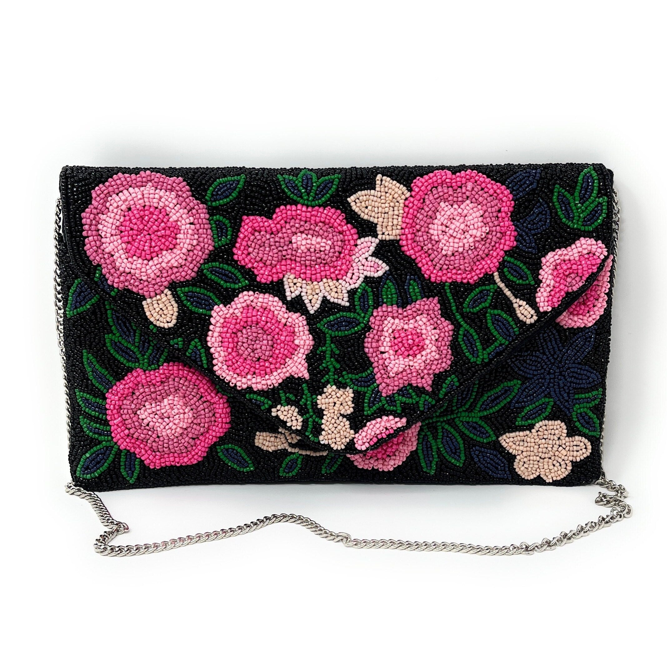 Floral Beaded Clutch Purse, Floral Clutch Bag, Beaded Clutch Purse, Summer Beaded Bag, Party Clutch Purse, Birthday Gift, Floral Bead Clutch