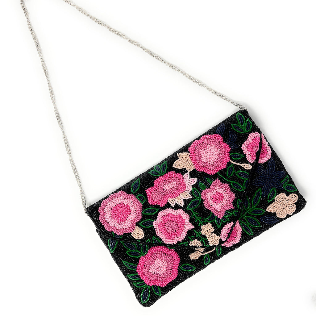 Floral Beaded Clutch Purse, Floral Clutch Bag, Beaded Clutch Purse, Summer Beaded Bag, Party Clutch Purse, Birthday Gift, Floral Bead Clutch