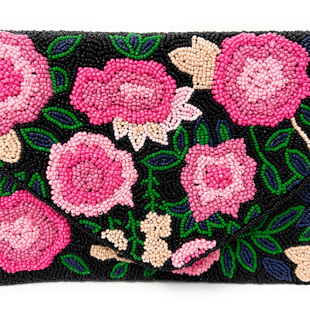 Floral Beaded Clutch Purse, Floral Clutch Bag, Beaded Clutch Purse, Summer Beaded Bag, Party Clutch Purse, Birthday Gift, Floral Bead Clutch