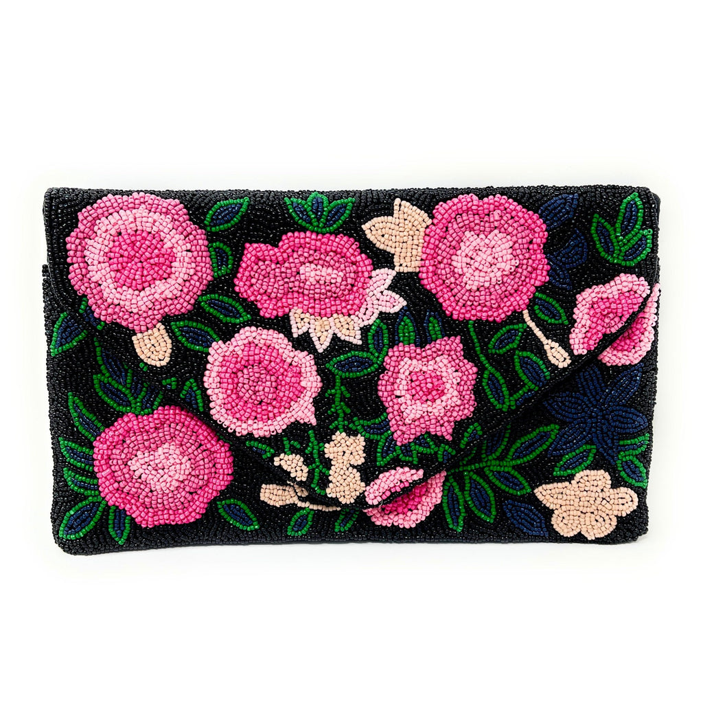 Floral Beaded Clutch Purse, Floral Clutch Bag, Beaded Clutch Purse, Summer Beaded Bag, Party Clutch Purse, Birthday Gift, Floral Bead Clutch