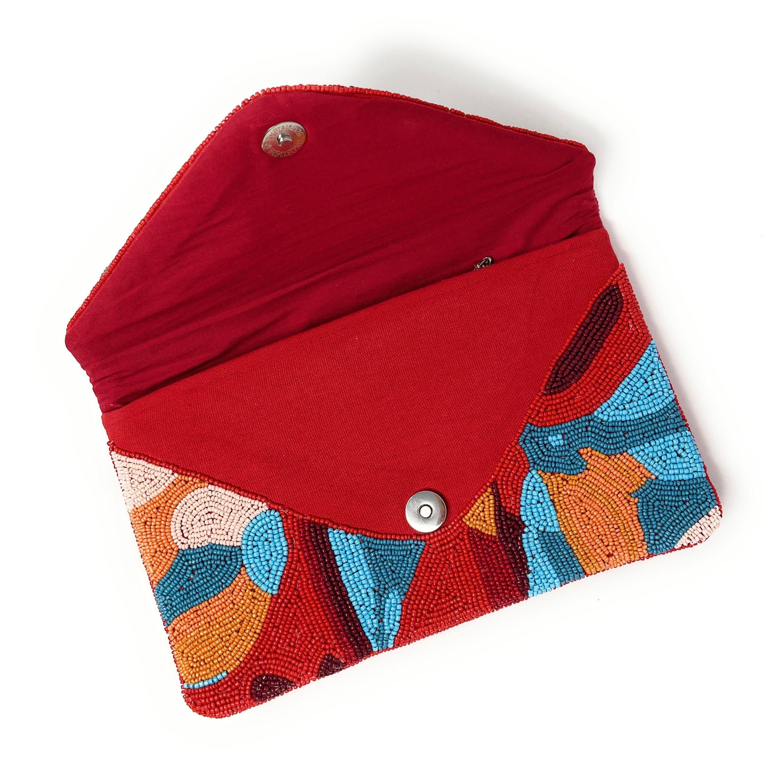 Multi Color Beaded Clutch Purse, Red Clutch Bag, Beaded Clutch Purse, Summer Beaded Bag, Party Clutch Purse, Birthday Gift, Boho Bead Clutch