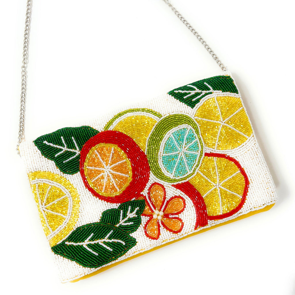 Citrus Bead Clutch Purse, Summer Crossbody Purse, Beaded Clutch Purse, Tropical Beaded Bag, Crossbody Bag, Summer Clutch Purse, Best Seller