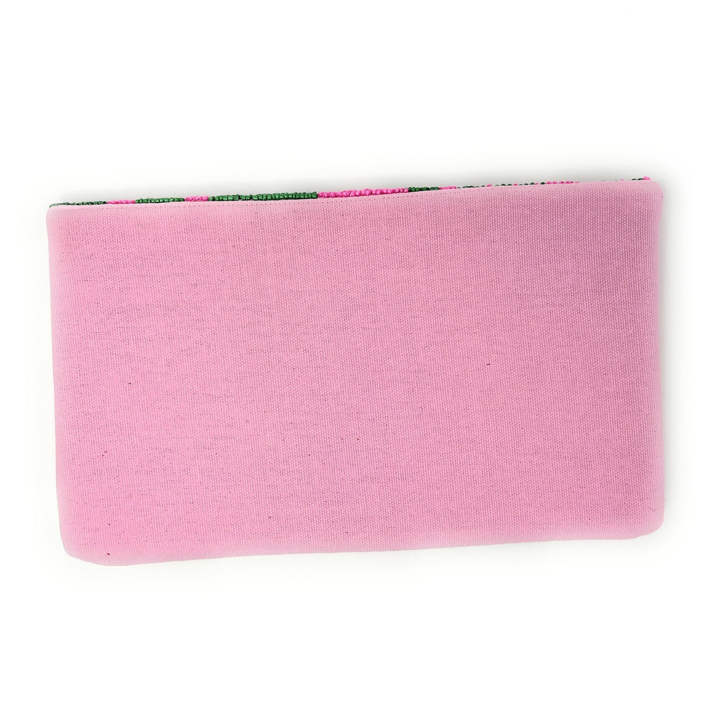 Tropical Beaded Clutch Purse, Pink Floral Party Bag
