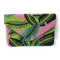Hand Beaded Clutch Purse with Beautiful Palm Leaf Motifs Birthday Gift, Summer Accessories, Tropical Clutch Handbag, Palm Leaf Crossbody Bag