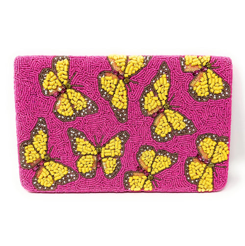 Butterfly Beaded Clutch Purse, Pink Clutch Bag, Butterfly Clutch Purse Beaded, Party Clutch Purse, Birthday Gift, Butterfly Crossbody Bag