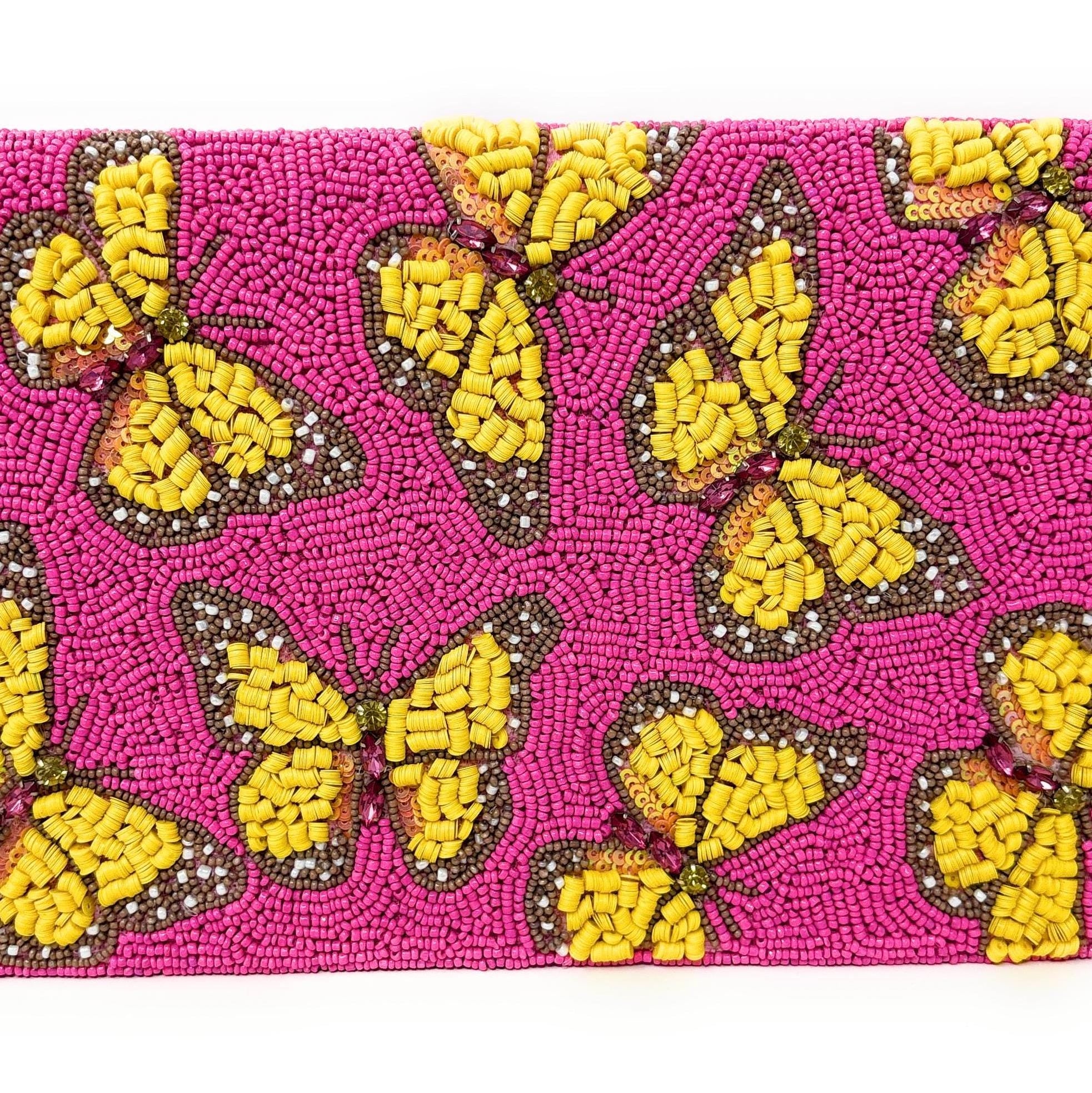 Butterfly Beaded Clutch Purse, Pink Clutch Bag, Butterfly Clutch Purse Beaded, Party Clutch Purse, Birthday Gift, Butterfly Crossbody Bag