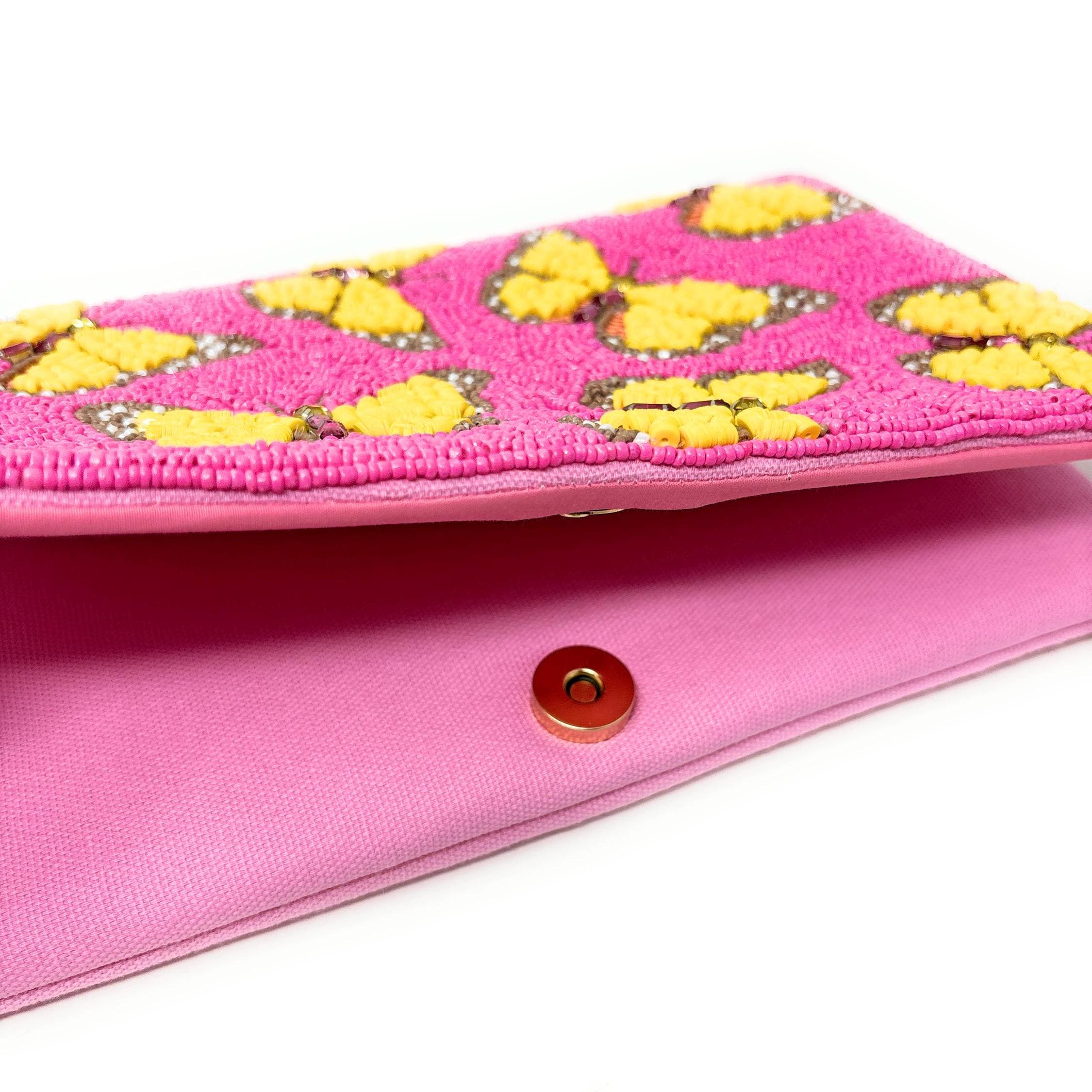 Butterfly Beaded Clutch Purse, Pink Clutch Bag, Butterfly Clutch Purse Beaded, Party Clutch Purse, Birthday Gift, Butterfly Crossbody Bag