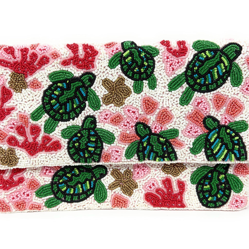 Sea Turtle Beaded Clutch Purse, Stylish Ocean-Inspired Purse Handmade Beaded Clutch, Unique Design Party Clutch Purse, Birthday Gift for Her