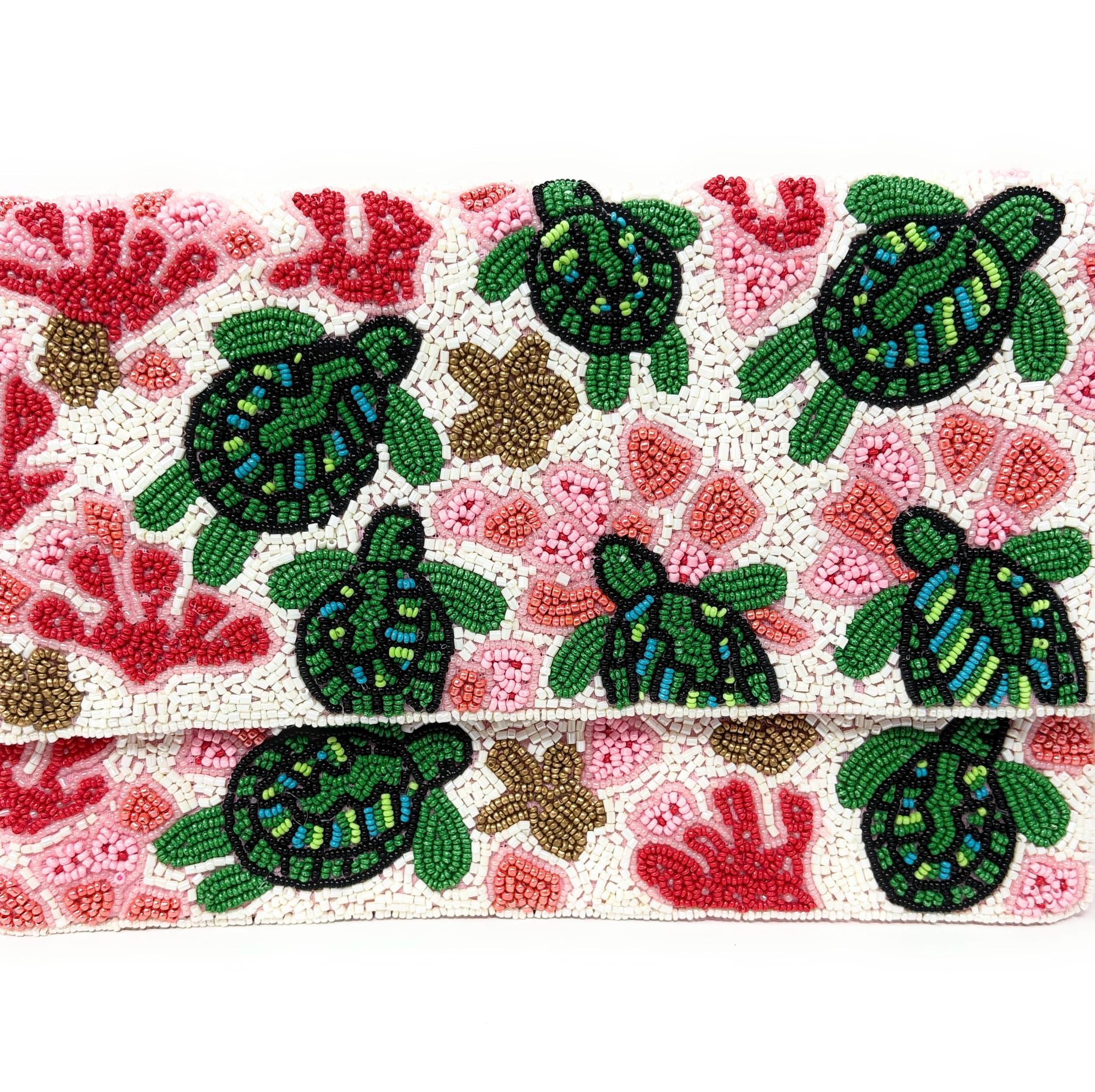 Sea Turtle Beaded Clutch Purse, Stylish Ocean-Inspired Purse Handmade Beaded Clutch, Unique Design Party Clutch Purse, Birthday Gift for Her