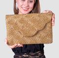 Handmade Beaded Clutch, Shimmering Gold Evening Bag