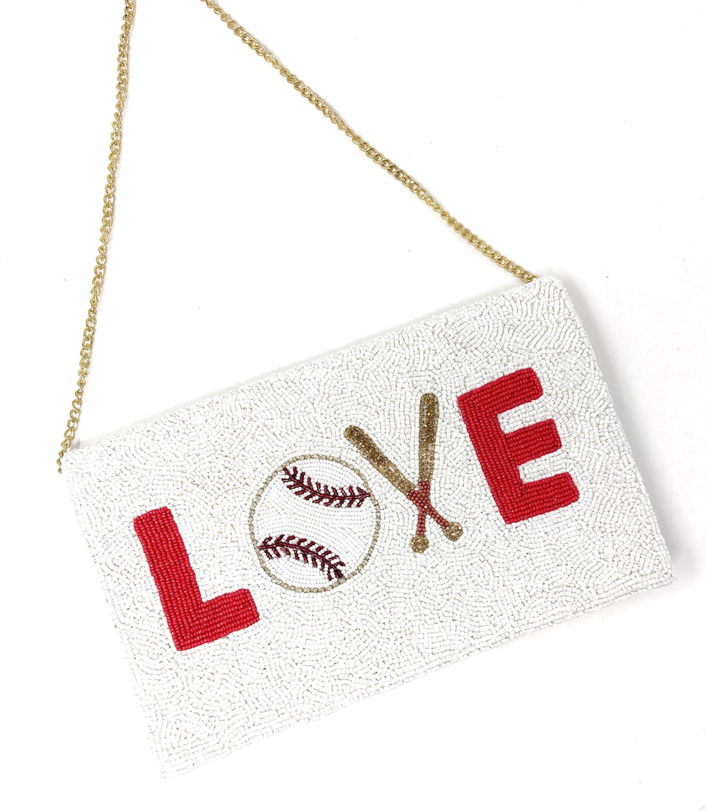 Beaded Baseball Clutch - LOVE - Sports Fan Gift