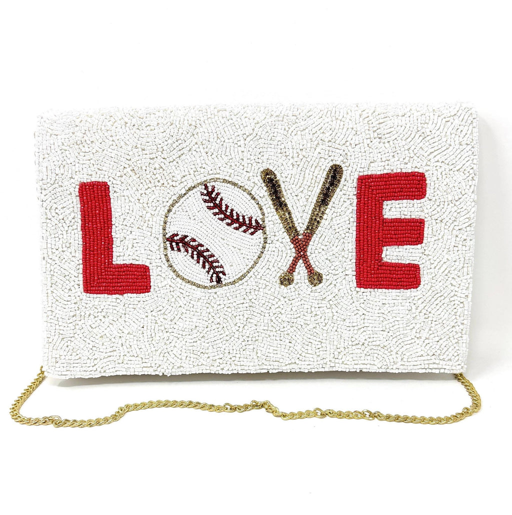 Beaded Baseball Clutch - LOVE - Sports Fan Gift