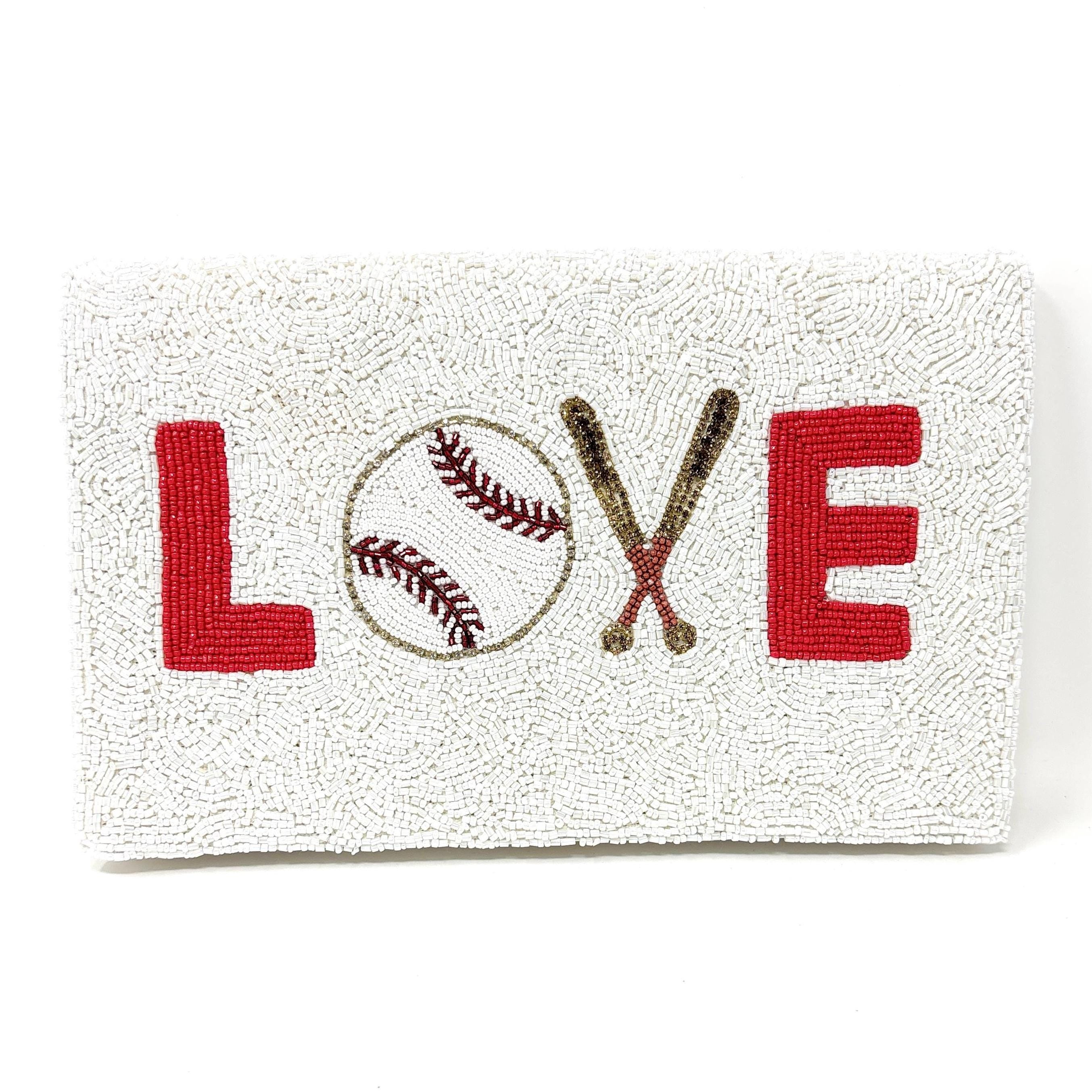 Beaded Baseball Clutch - LOVE - Sports Fan Gift