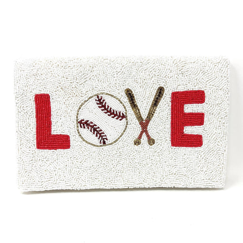Beaded Baseball Clutch - LOVE - Sports Fan Gift