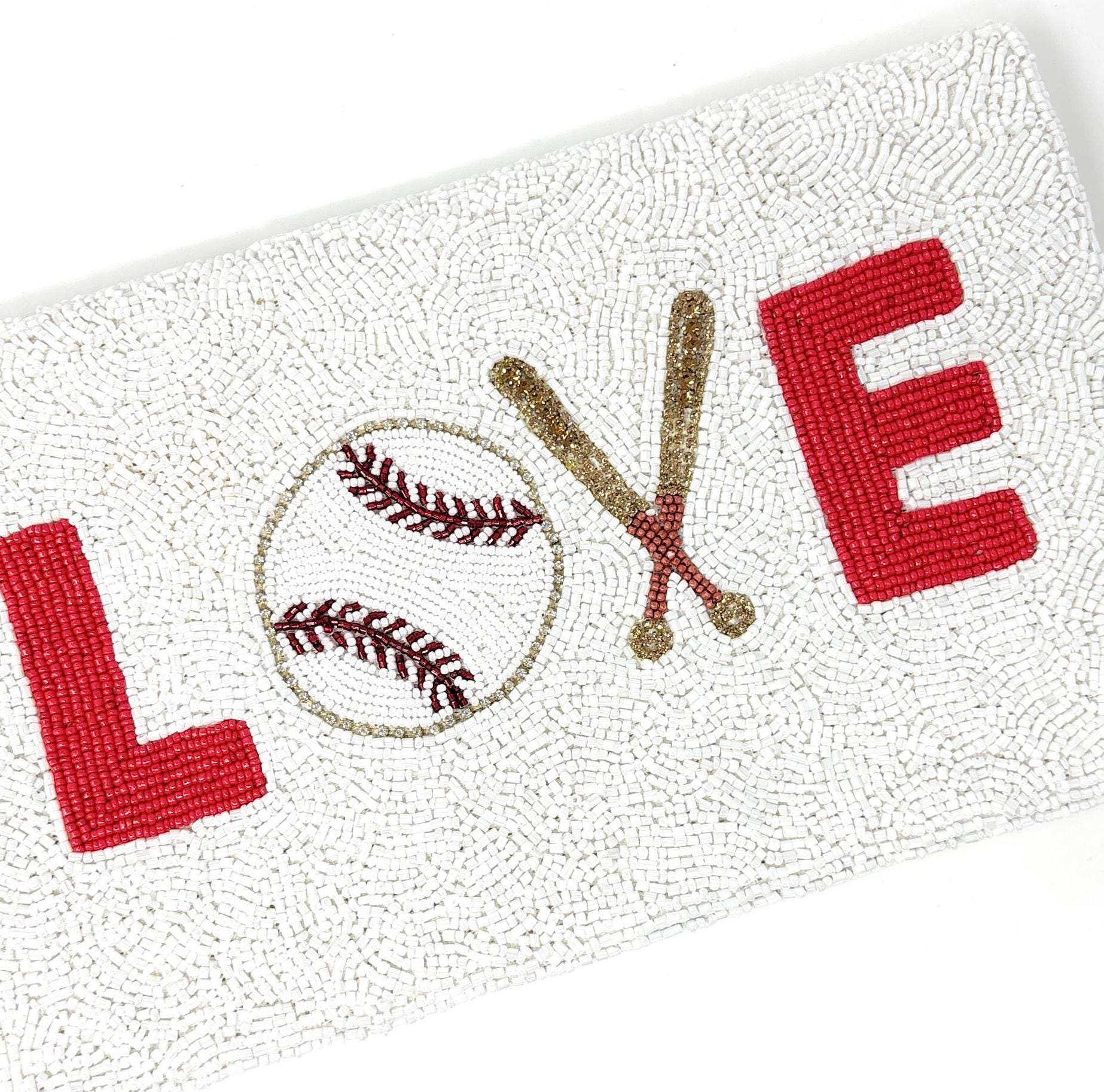 Beaded Baseball Clutch - LOVE - Sports Fan Gift
