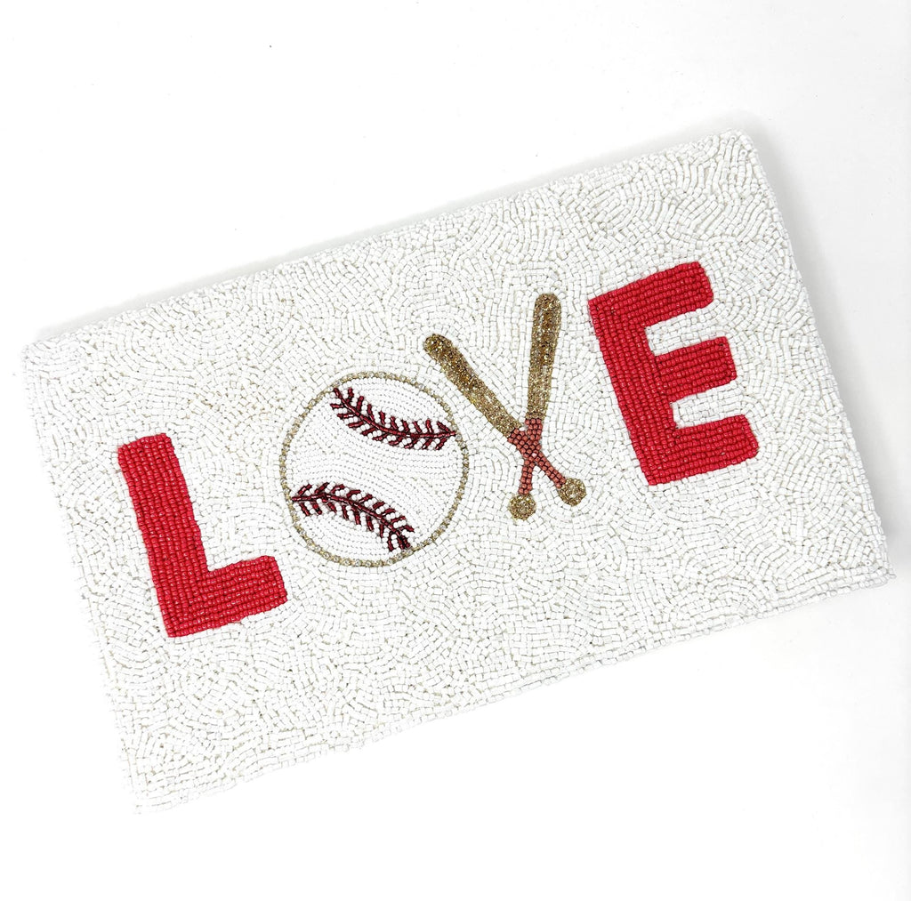 Beaded Baseball Clutch - LOVE - Sports Fan Gift