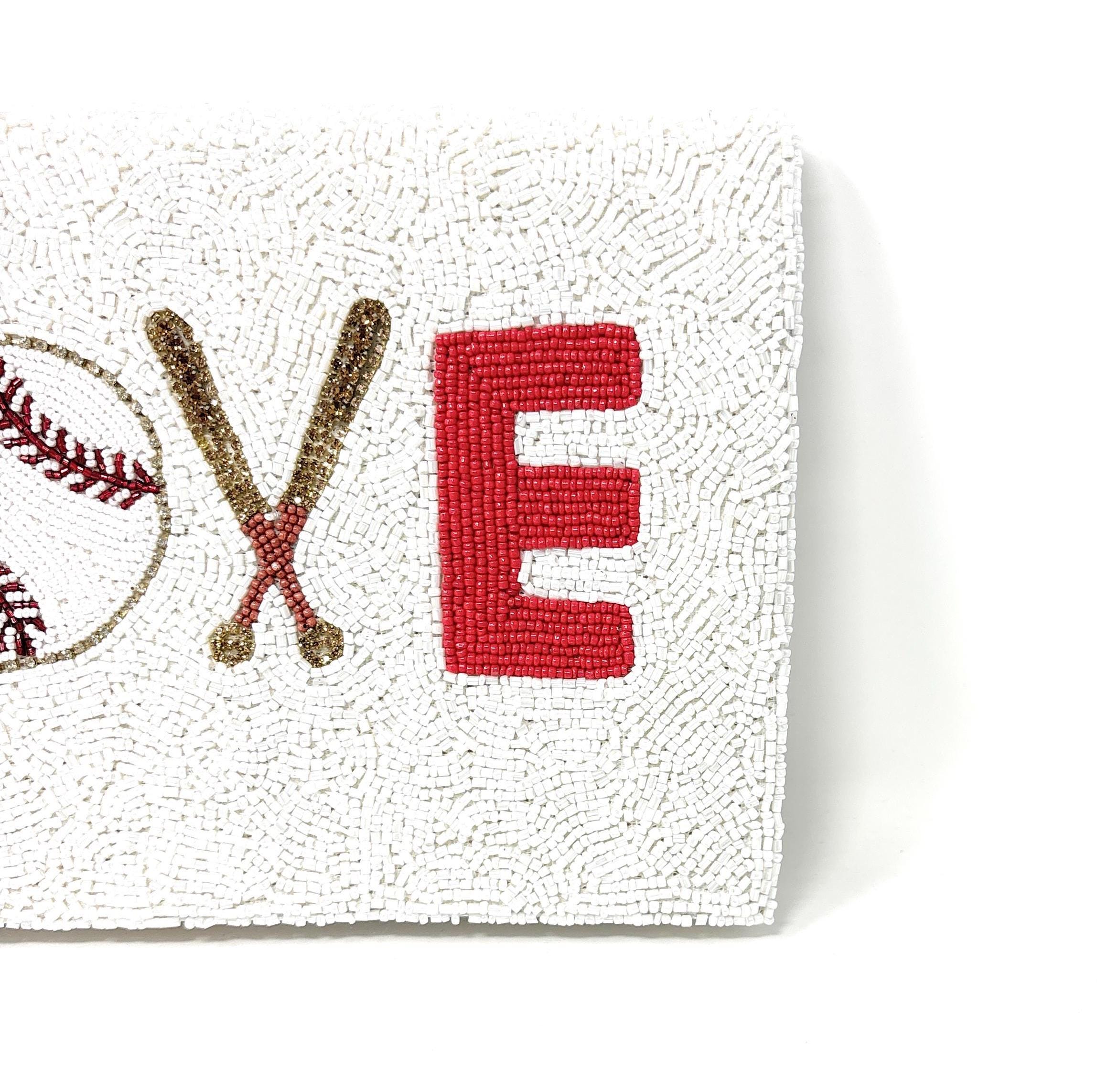Beaded Baseball Clutch - LOVE - Sports Fan Gift