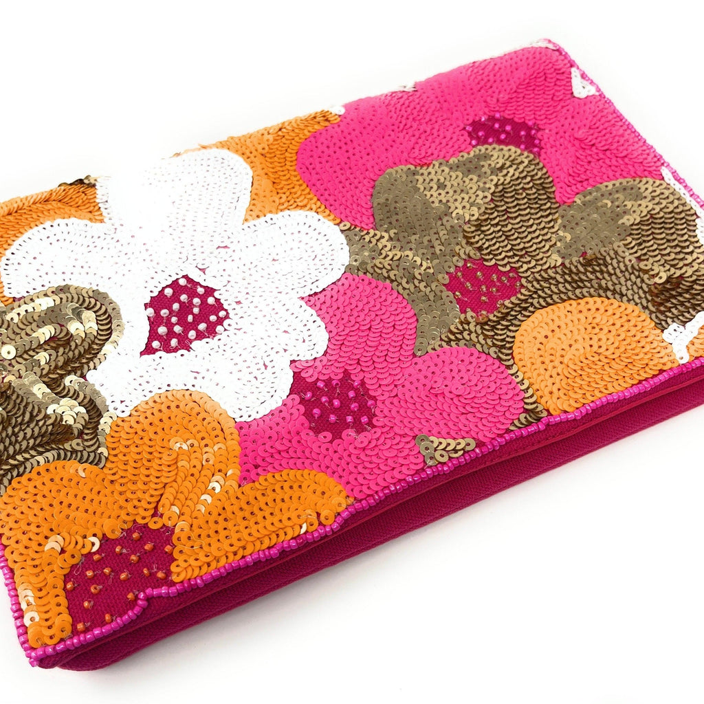 Exquisite Handmade Pink Floral Beaded Clutch - Customizable and Fashionable Accessory, Pink Bead Purse Floral Clutch Purse Pink Party Purse
