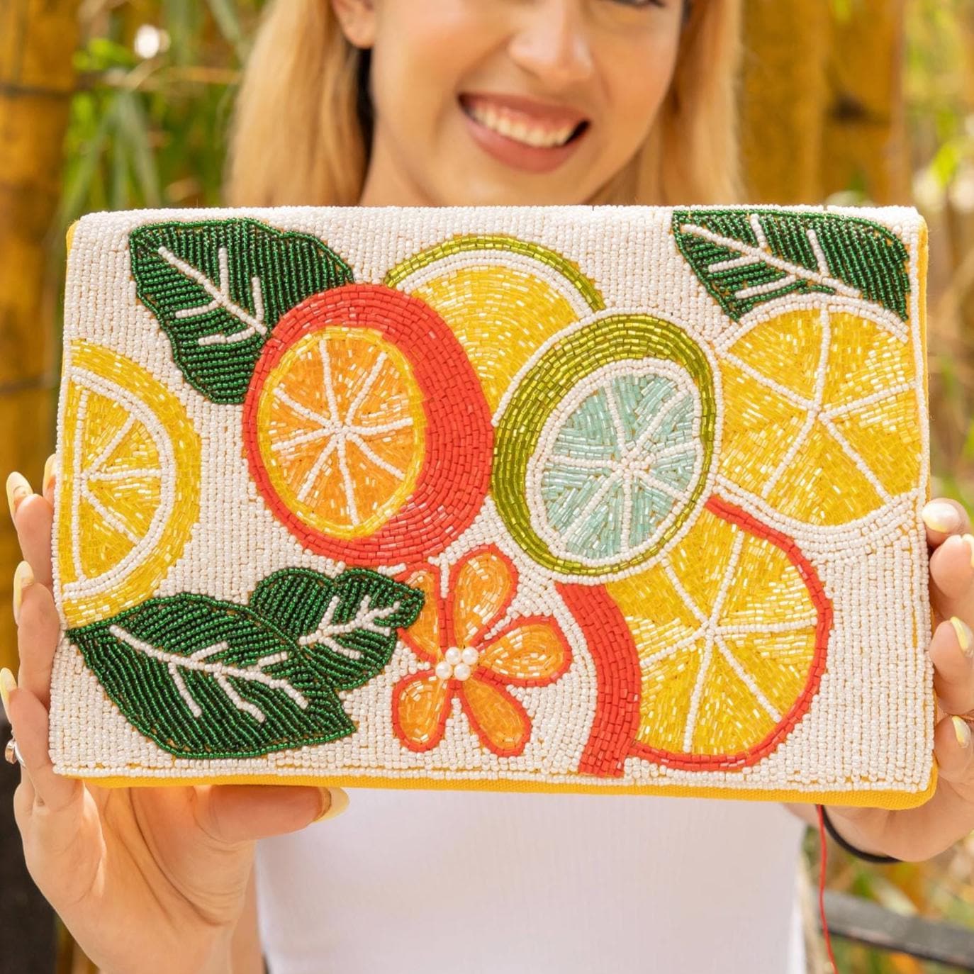 Citrus Bead Clutch Purse, Summer Crossbody Purse, Beaded Clutch Purse, Tropical Beaded Bag, Crossbody Bag, Summer Clutch Purse, Best Seller