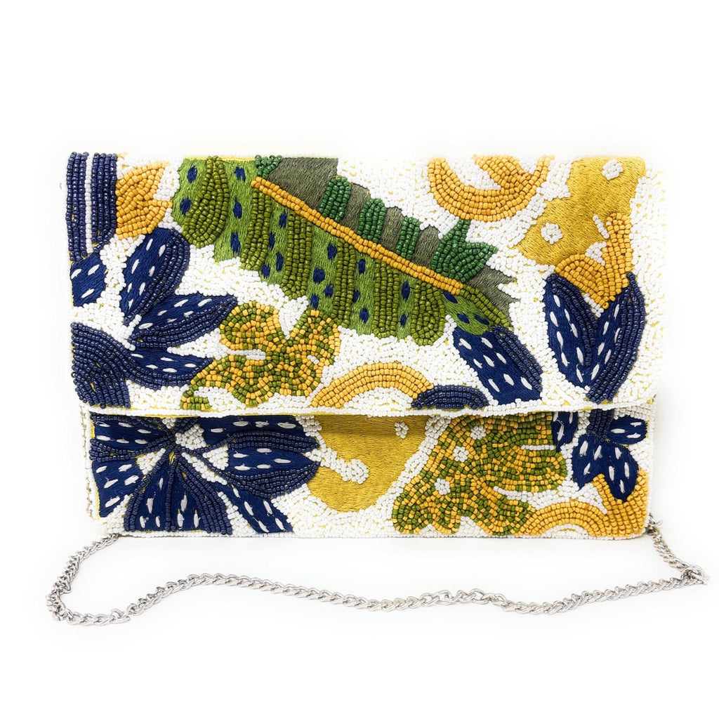 Palm Leaves Beaded Clutch Purse, Palm Leaf Beaded Purse, Palm Clutch Bag, Beaded Clutch Purse, Beaded Bag, Party Clutch Purse, Birthday Gift