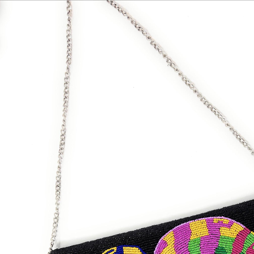 Tropical Fish Beaded Clutch Purse, Black Multicolor Crossbody Bag, Beaded Clutch Purse, Unique Beaded Bag Resort Accessories Beaded Handbag