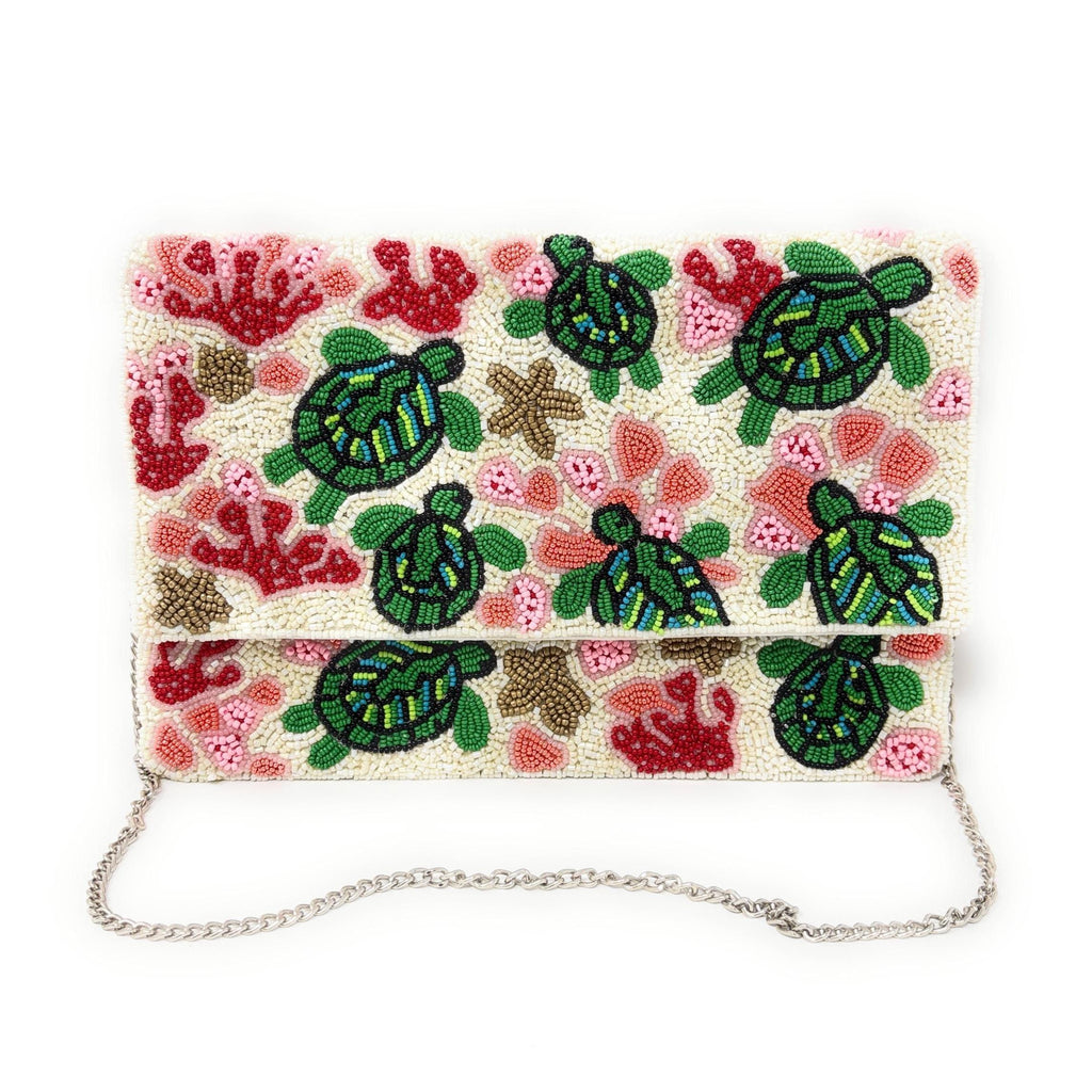 Sea Turtle Beaded Clutch Purse, Stylish Ocean-Inspired Purse Handmade Beaded Clutch, Unique Design Party Clutch Purse, Birthday Gift for Her