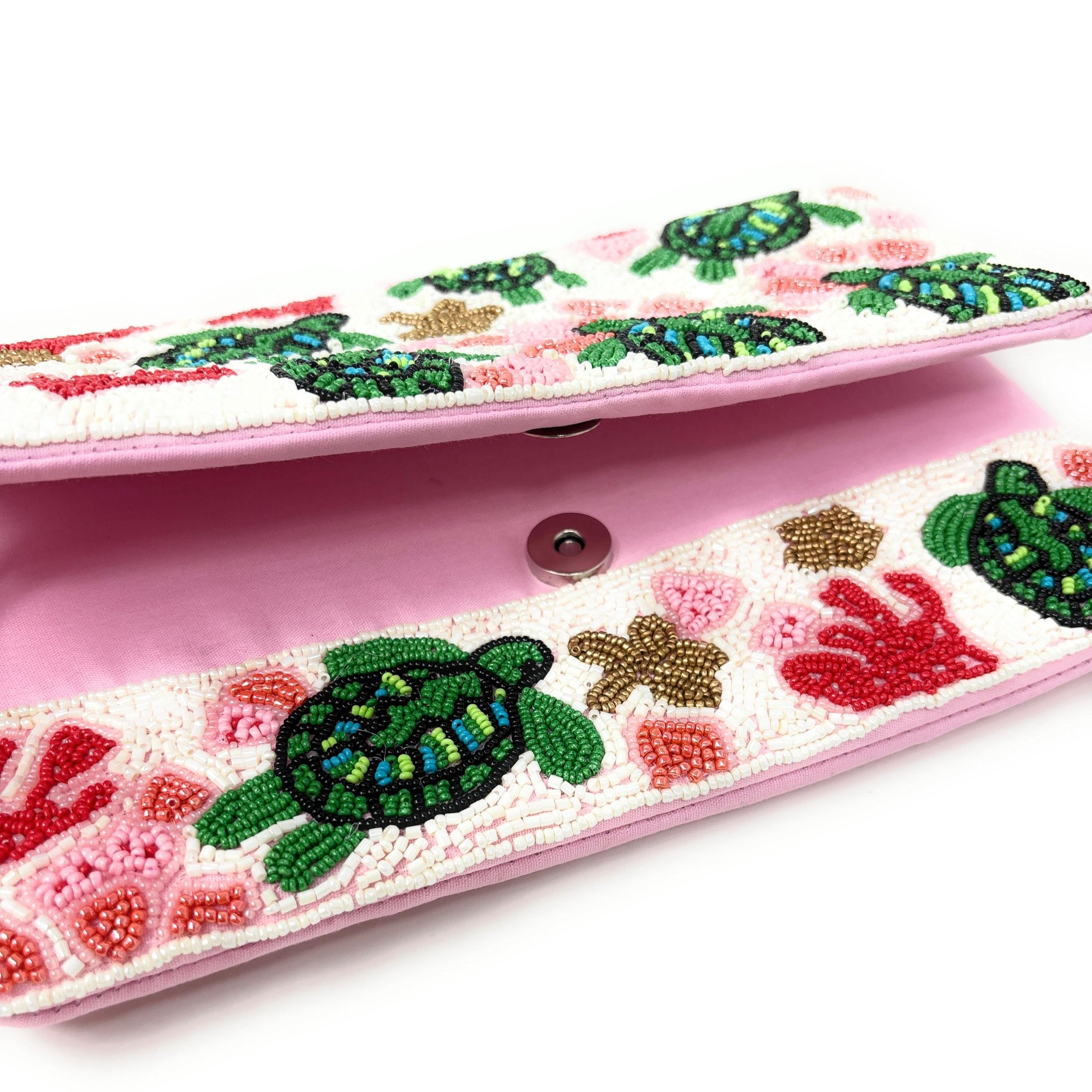Sea Turtle Beaded Clutch Purse, Stylish Ocean-Inspired Purse Handmade Beaded Clutch, Unique Design Party Clutch Purse, Birthday Gift for Her