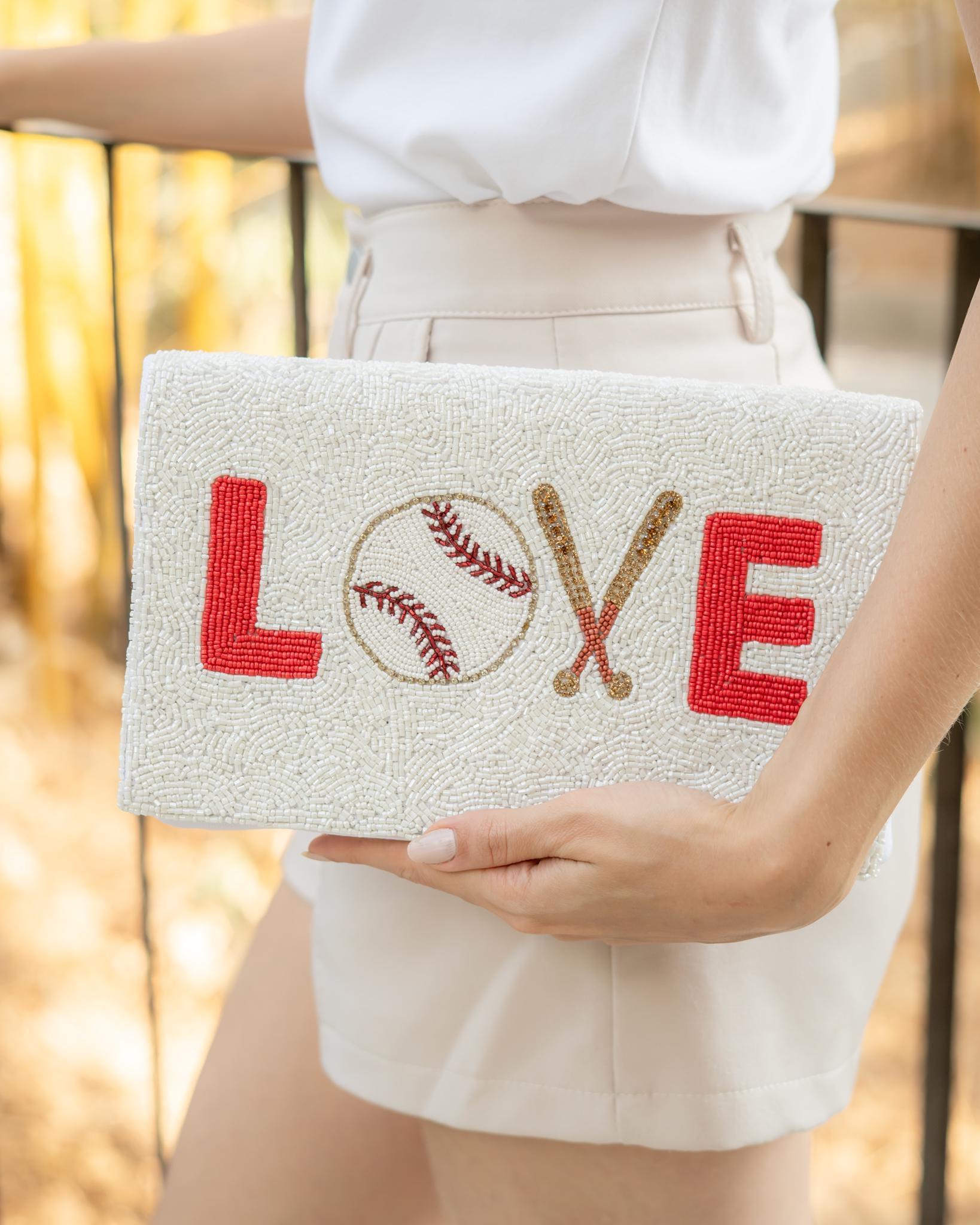 Beaded Baseball Clutch - LOVE - Sports Fan Gift