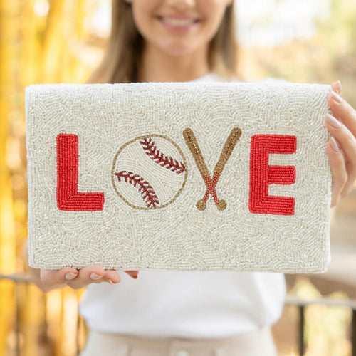 Beaded Baseball Clutch - LOVE - Sports Fan Gift