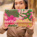 Tropical Beaded Clutch Purse, Pink Floral Party Bag