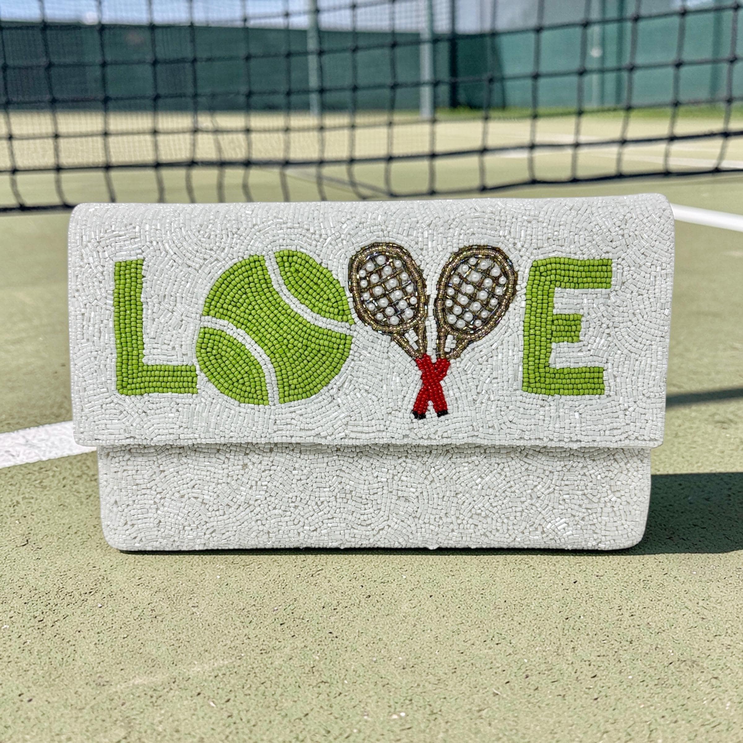 Tennis Beaded Clutch Purse, Tennis Clutch Bag, Beaded Clutch Purse, Game Day Bead Purse, Tennis Purse Tennis Crossbody Bag, Tennis Love