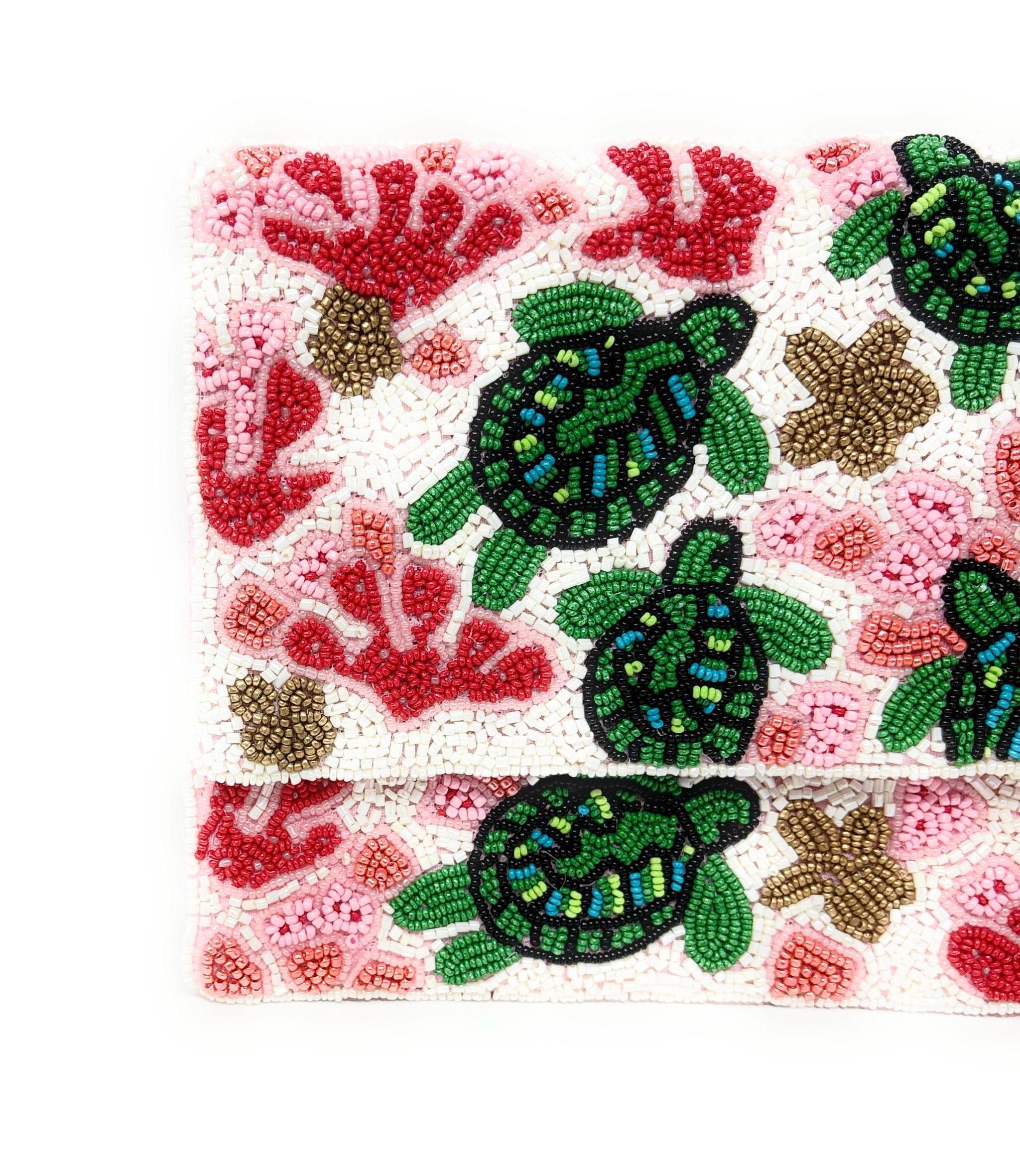 Sea Turtle Beaded Clutch Purse, Stylish Ocean-Inspired Purse Handmade Beaded Clutch, Unique Design Party Clutch Purse, Birthday Gift for Her