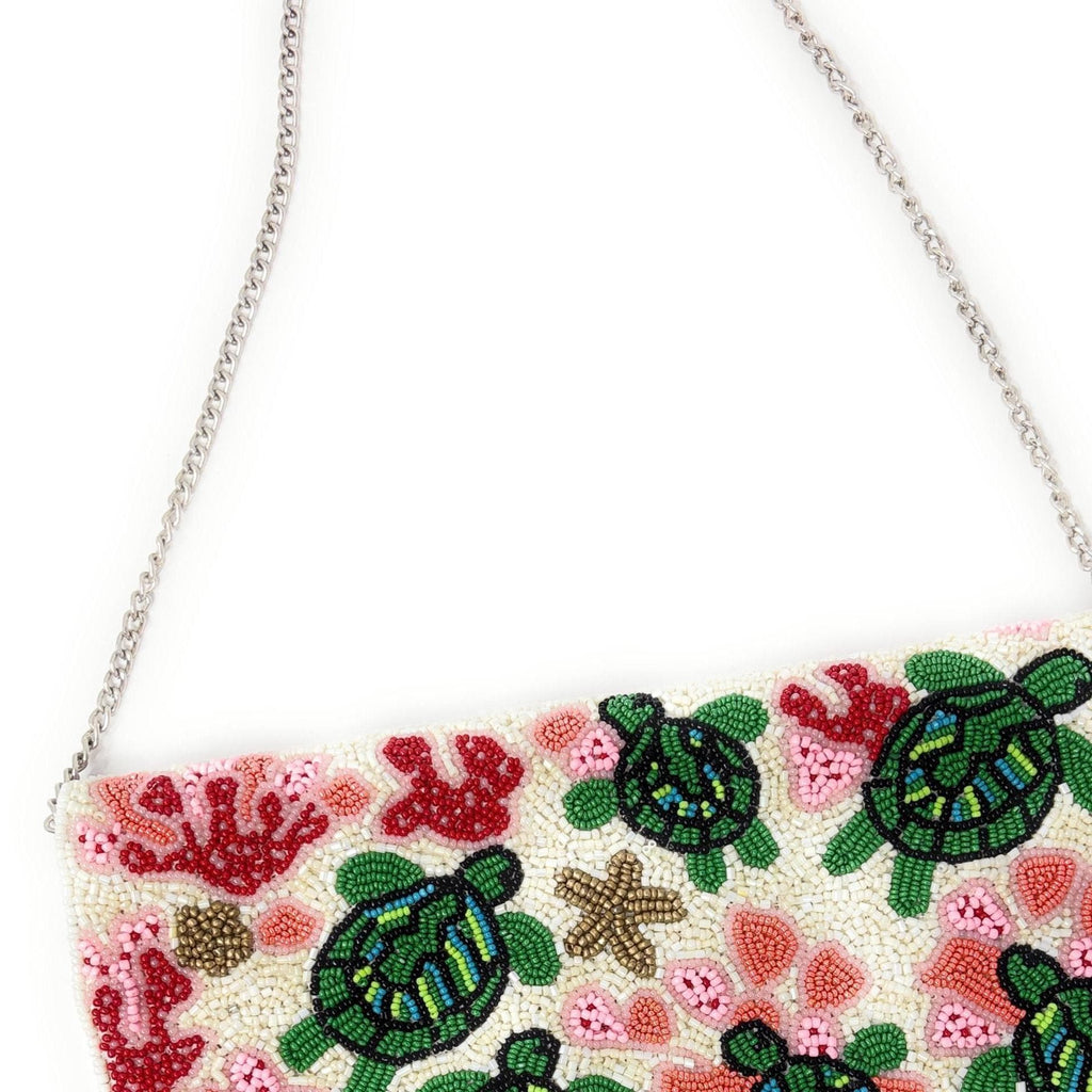 Sea Turtle Beaded Clutch Purse, Stylish Ocean-Inspired Purse Handmade Beaded Clutch, Unique Design Party Clutch Purse, Birthday Gift for Her