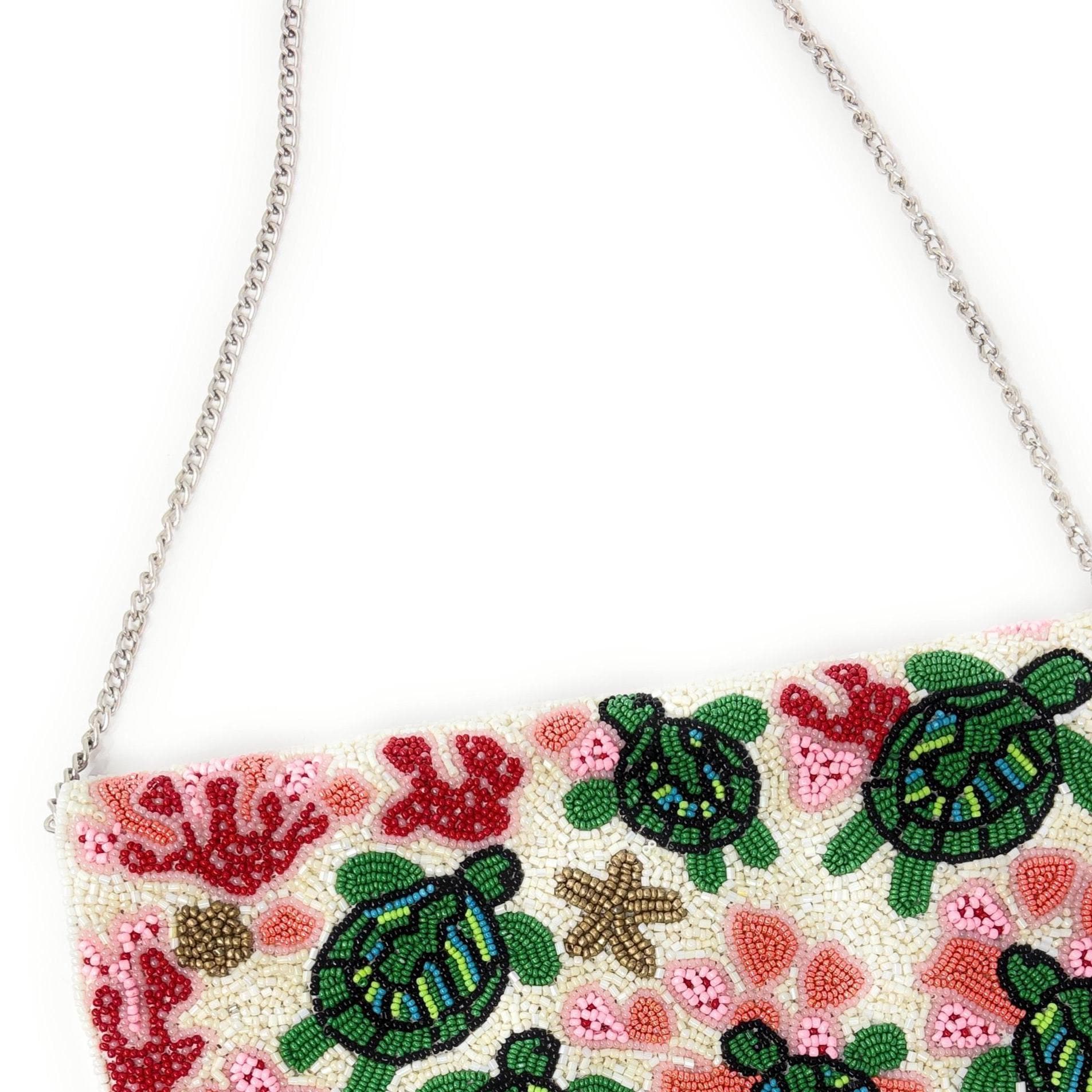 Sea Turtle Beaded Clutch Purse, Stylish Ocean-Inspired Purse Handmade Beaded Clutch, Unique Design Party Clutch Purse, Birthday Gift for Her