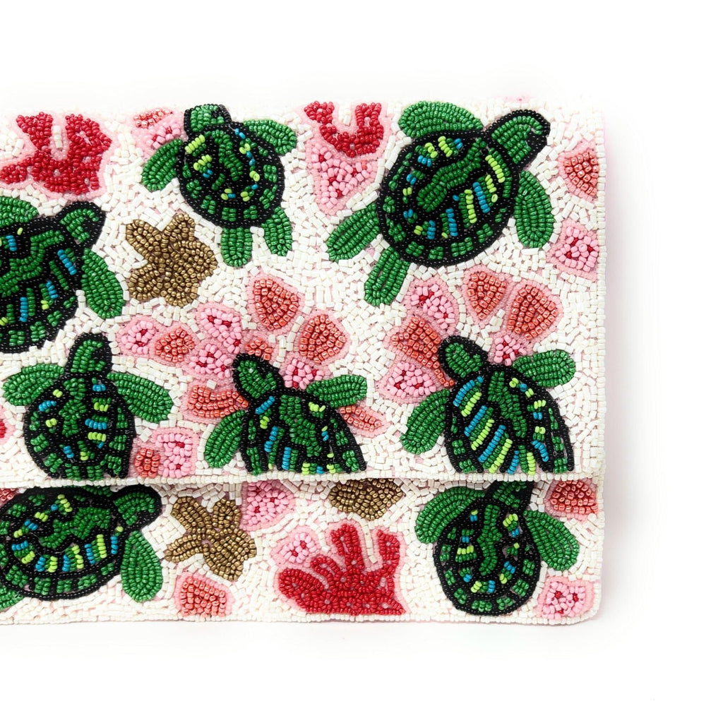 Sea Turtle Beaded Clutch Purse, Stylish Ocean-Inspired Purse Handmade Beaded Clutch, Unique Design Party Clutch Purse, Birthday Gift for Her