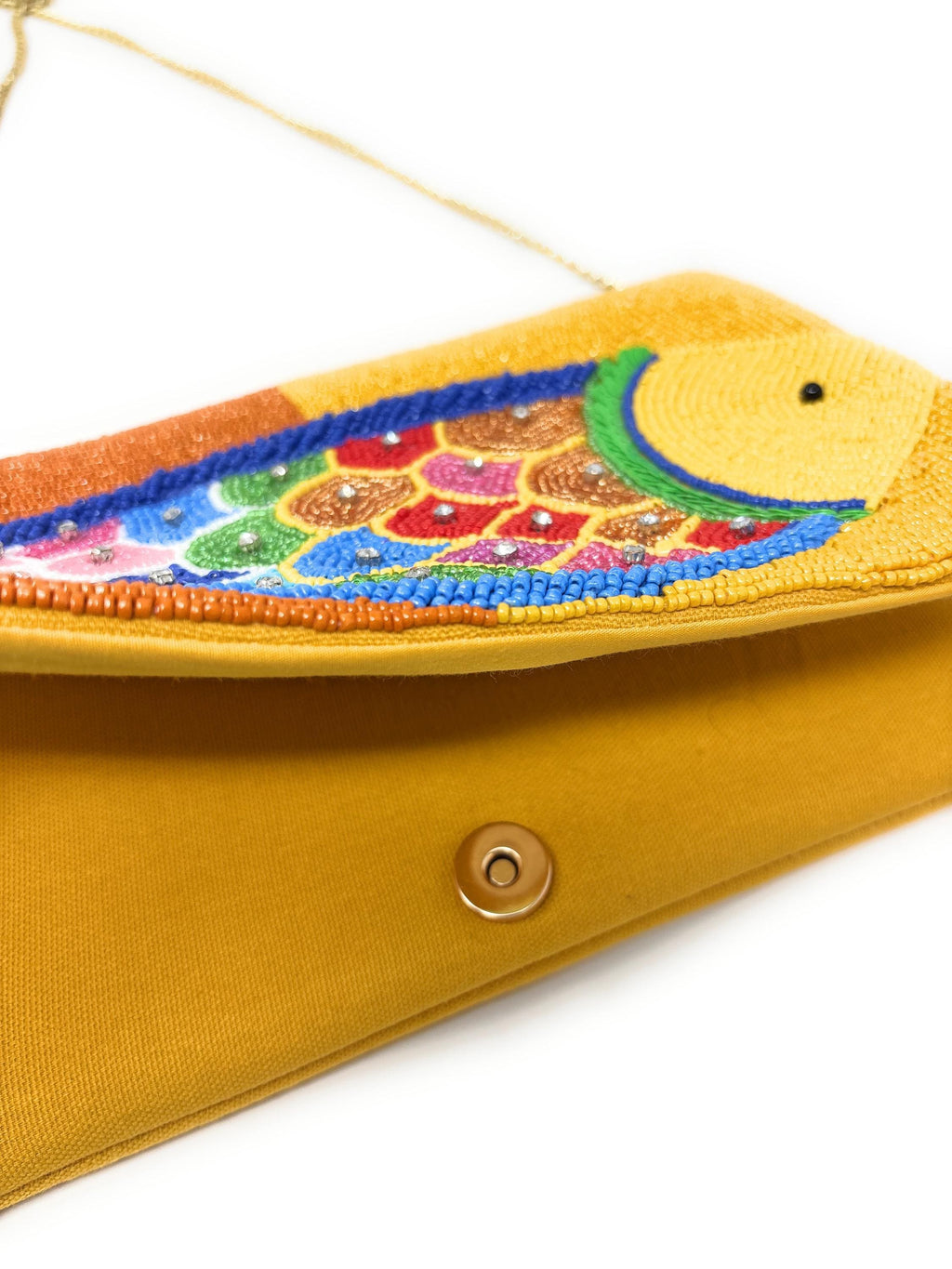 Colorful Fish Beaded Clutch, Handmade Statement Purse with Chain Strap, Tropical Beaded Bag, Summer Vacation Clutch, Unique Gift for Her