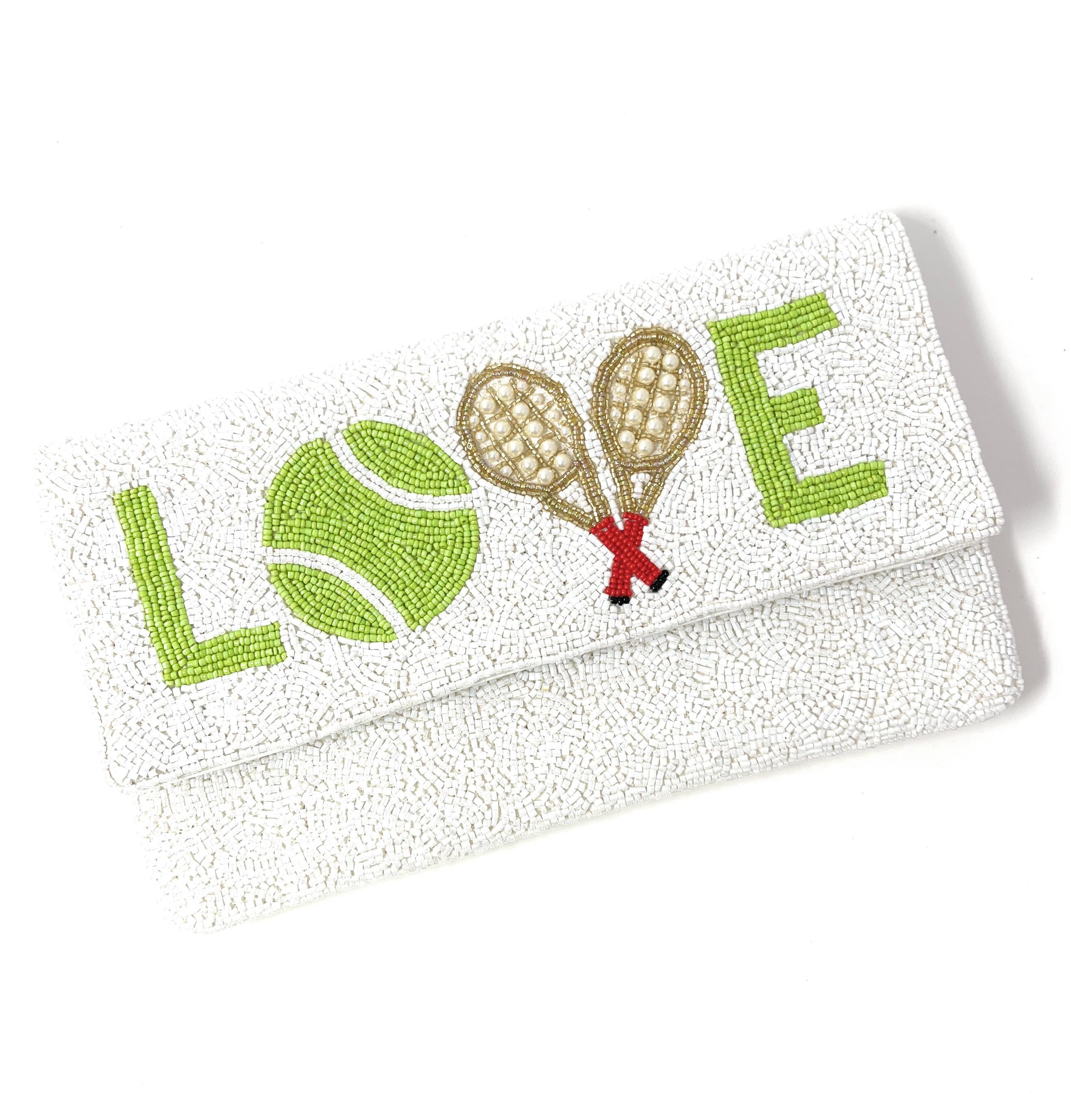 Tennis Beaded Clutch Purse, Tennis Clutch Bag, Beaded Clutch Purse, Game Day Bead Purse, Tennis Purse Tennis Crossbody Bag, Tennis Love