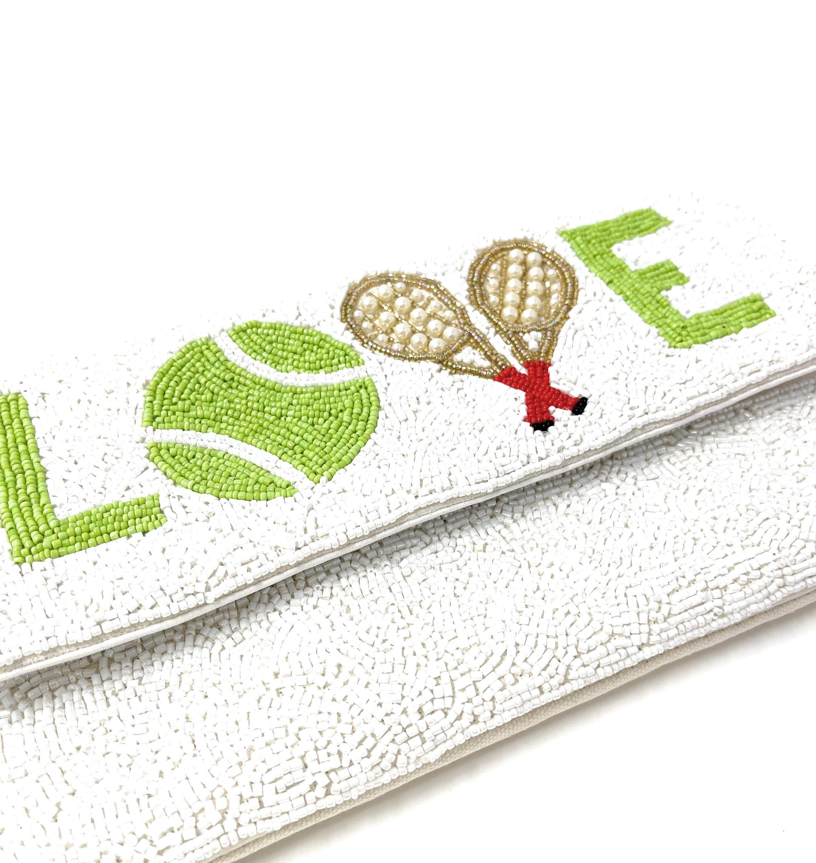 Tennis Beaded Clutch Purse, Tennis Clutch Bag, Beaded Clutch Purse, Game Day Bead Purse, Tennis Purse Tennis Crossbody Bag, Tennis Love