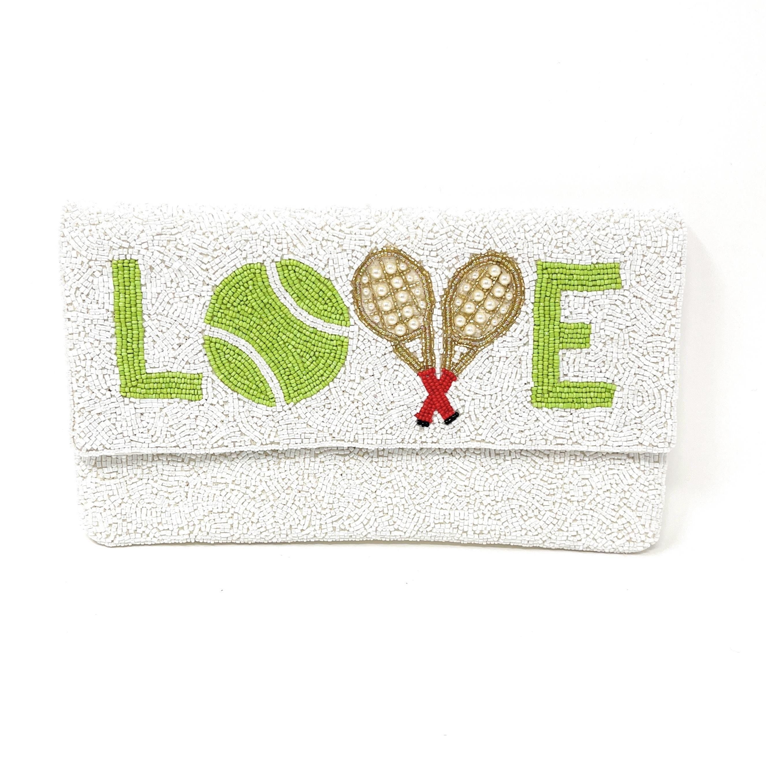 Tennis Beaded Clutch Purse, Tennis Clutch Bag, Beaded Clutch Purse, Game Day Bead Purse, Tennis Purse Tennis Crossbody Bag, Tennis Love