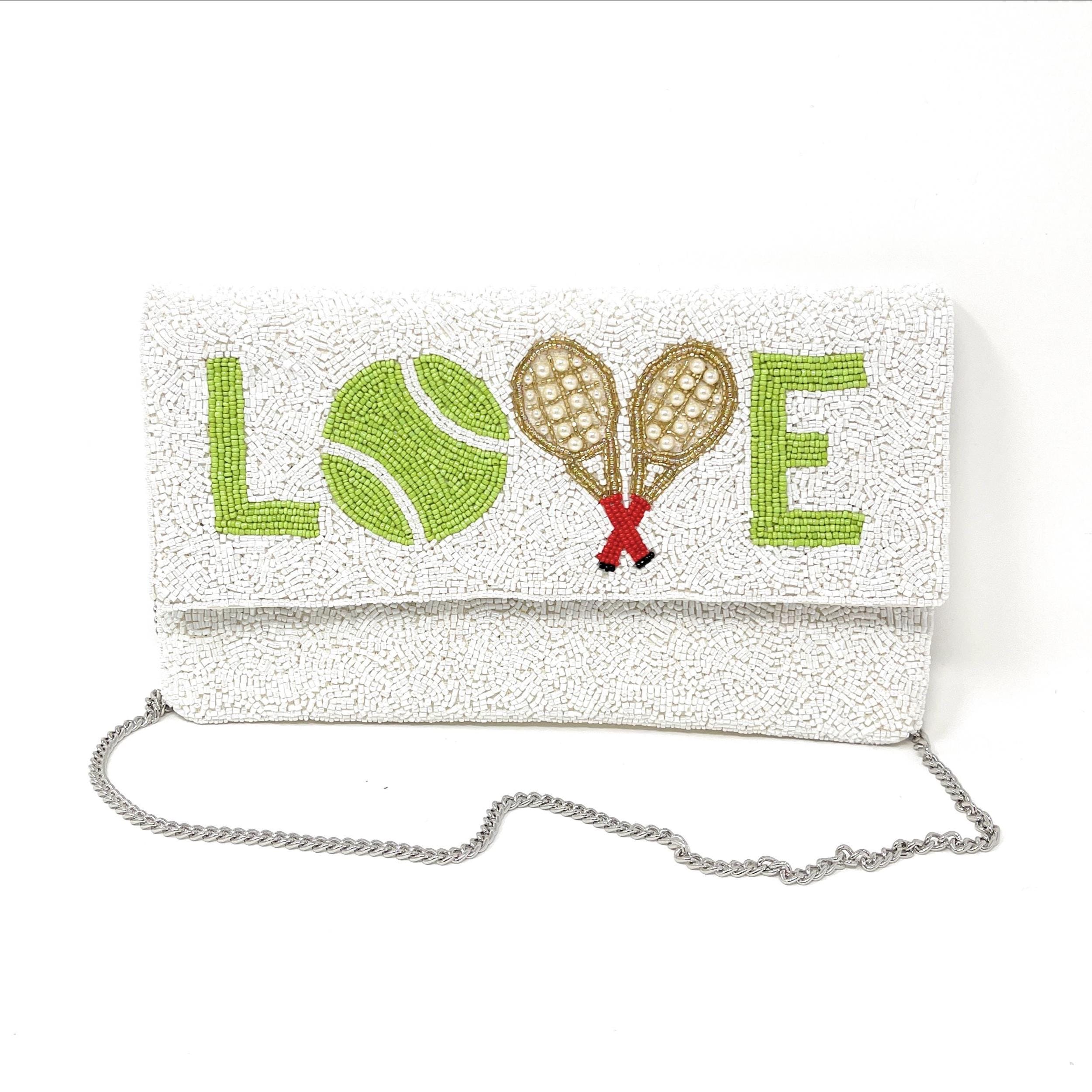 Tennis Beaded Clutch Purse, Tennis Clutch Bag, Beaded Clutch Purse, Game Day Bead Purse, Tennis Purse Tennis Crossbody Bag, Tennis Love
